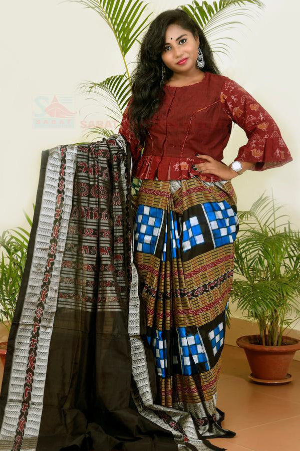 Blue Bichitrapuri Sambalpuri Silk Saree