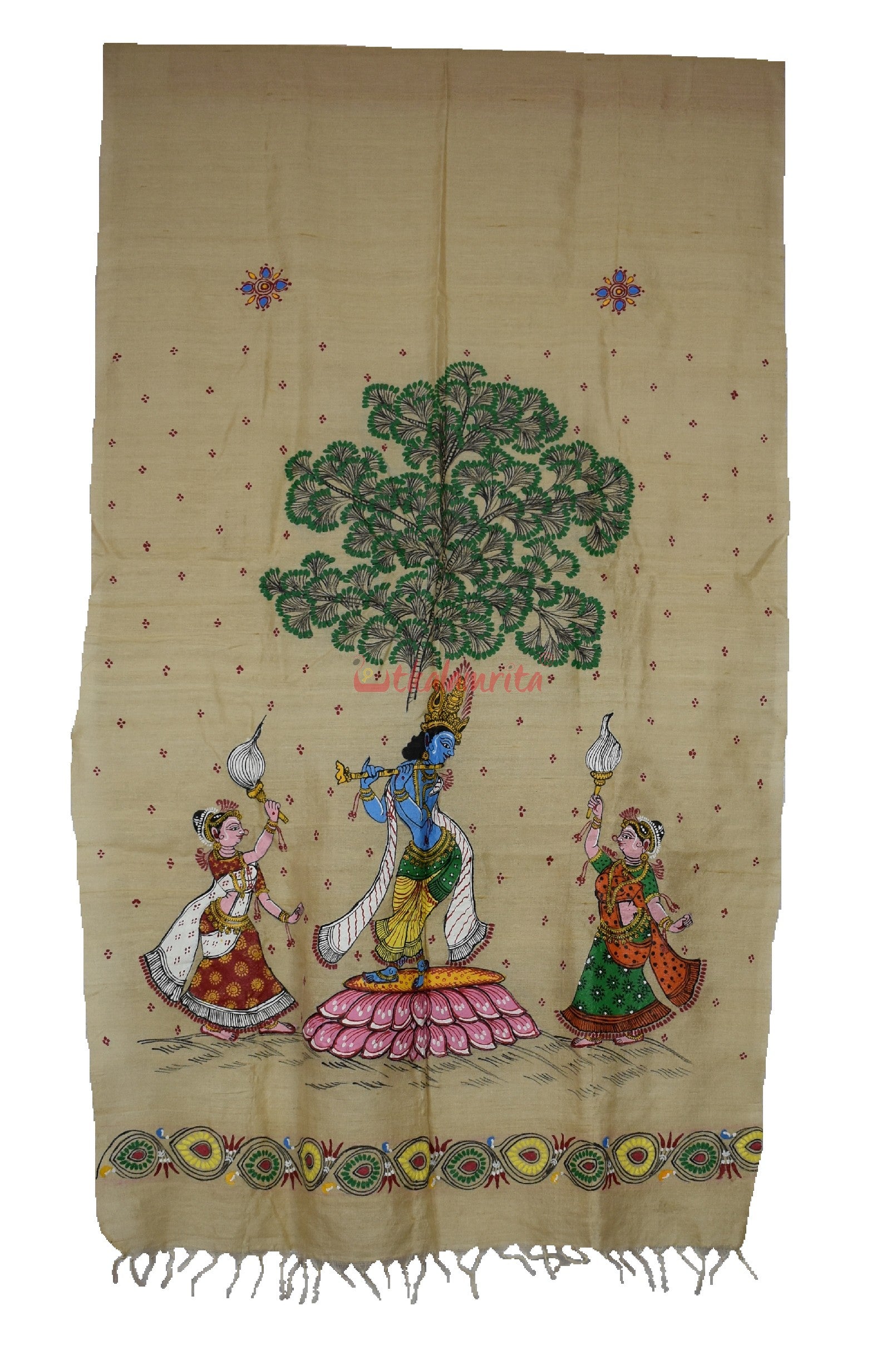 Krishna & Sakhis Pattachitra Dupatta