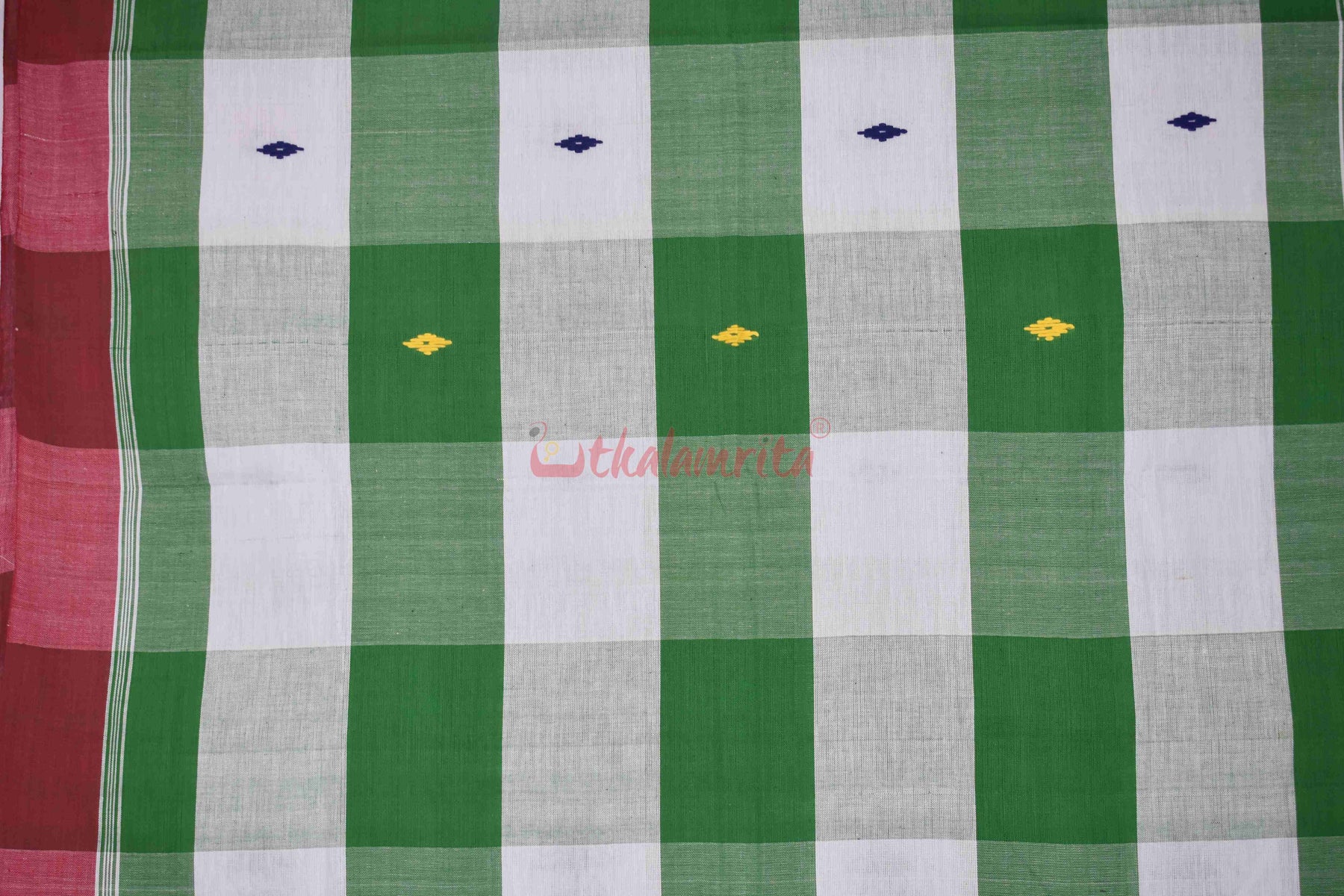 Santhal White Green Thick Stripes