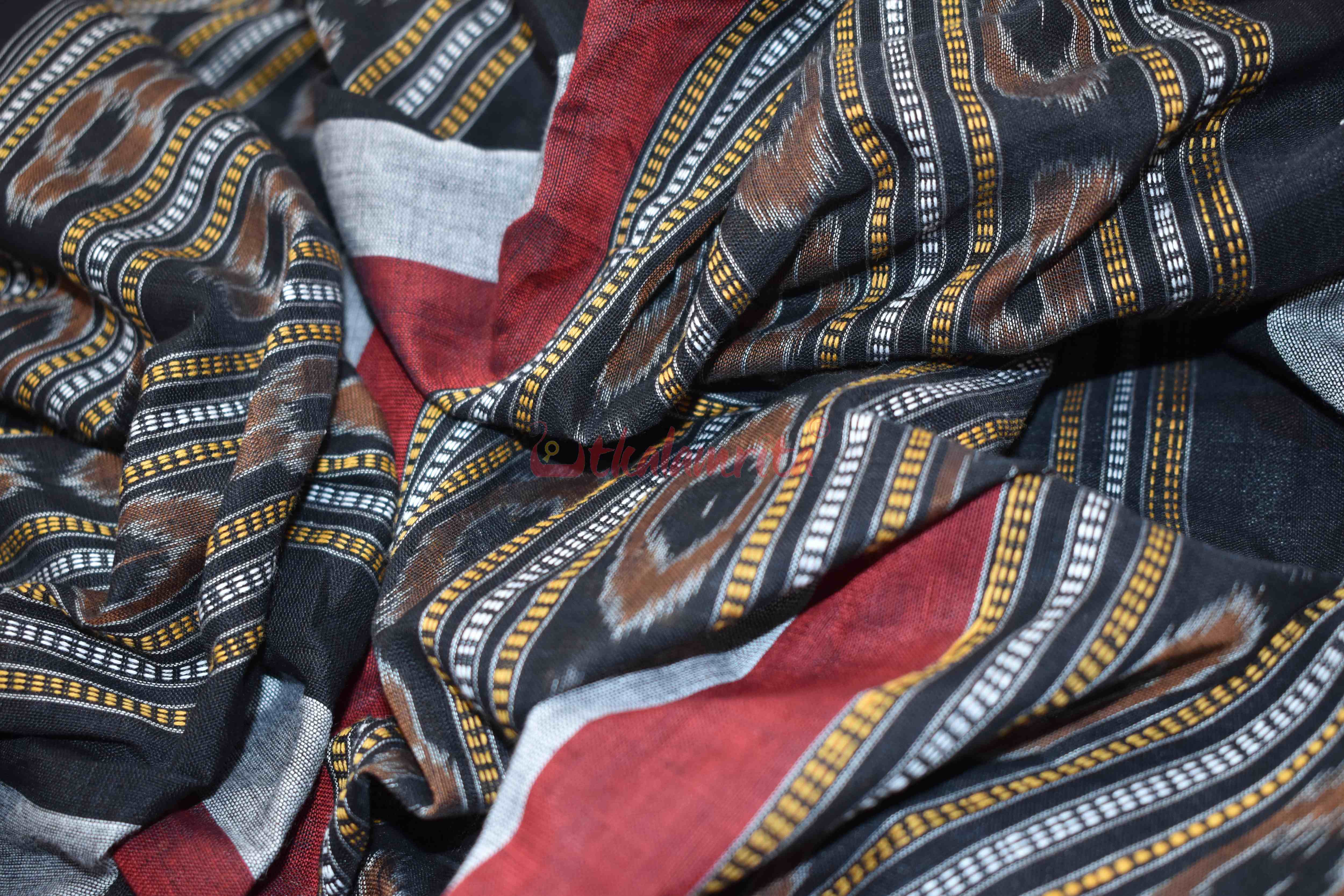 Grey Black Triranga Bomkai Saree