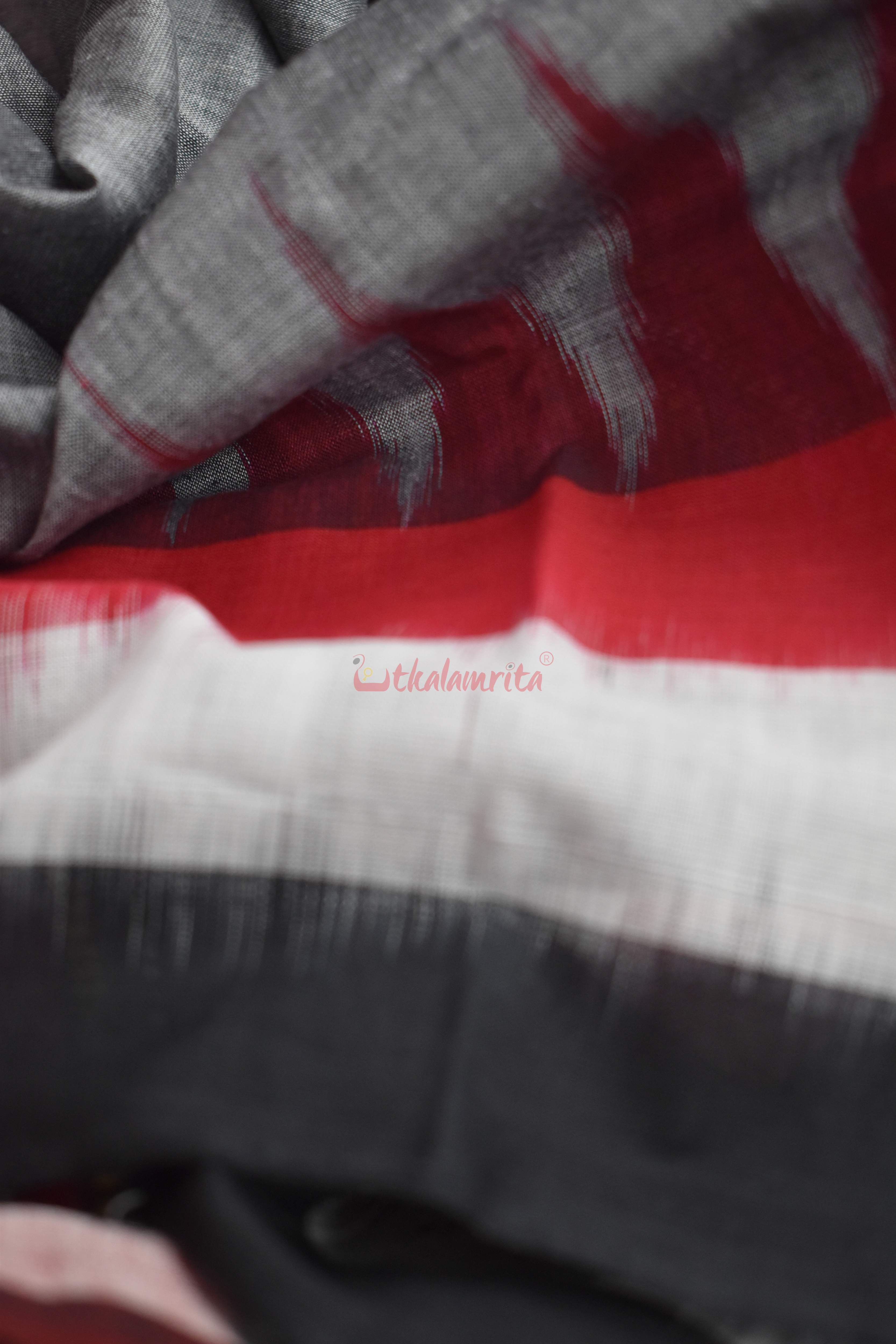 Grey Black Triranga Bomkai Saree