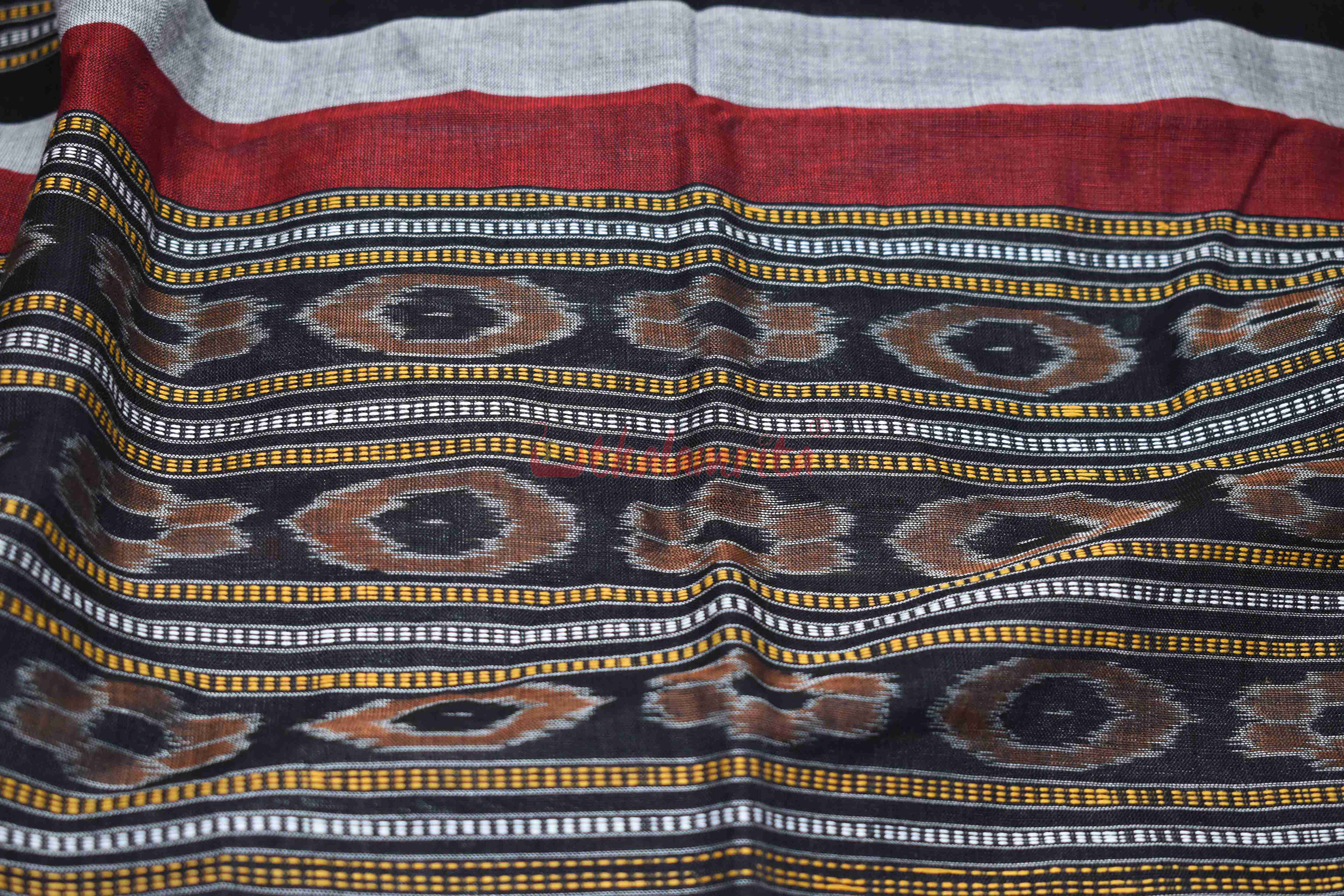 Grey Black Triranga Bomkai Saree
