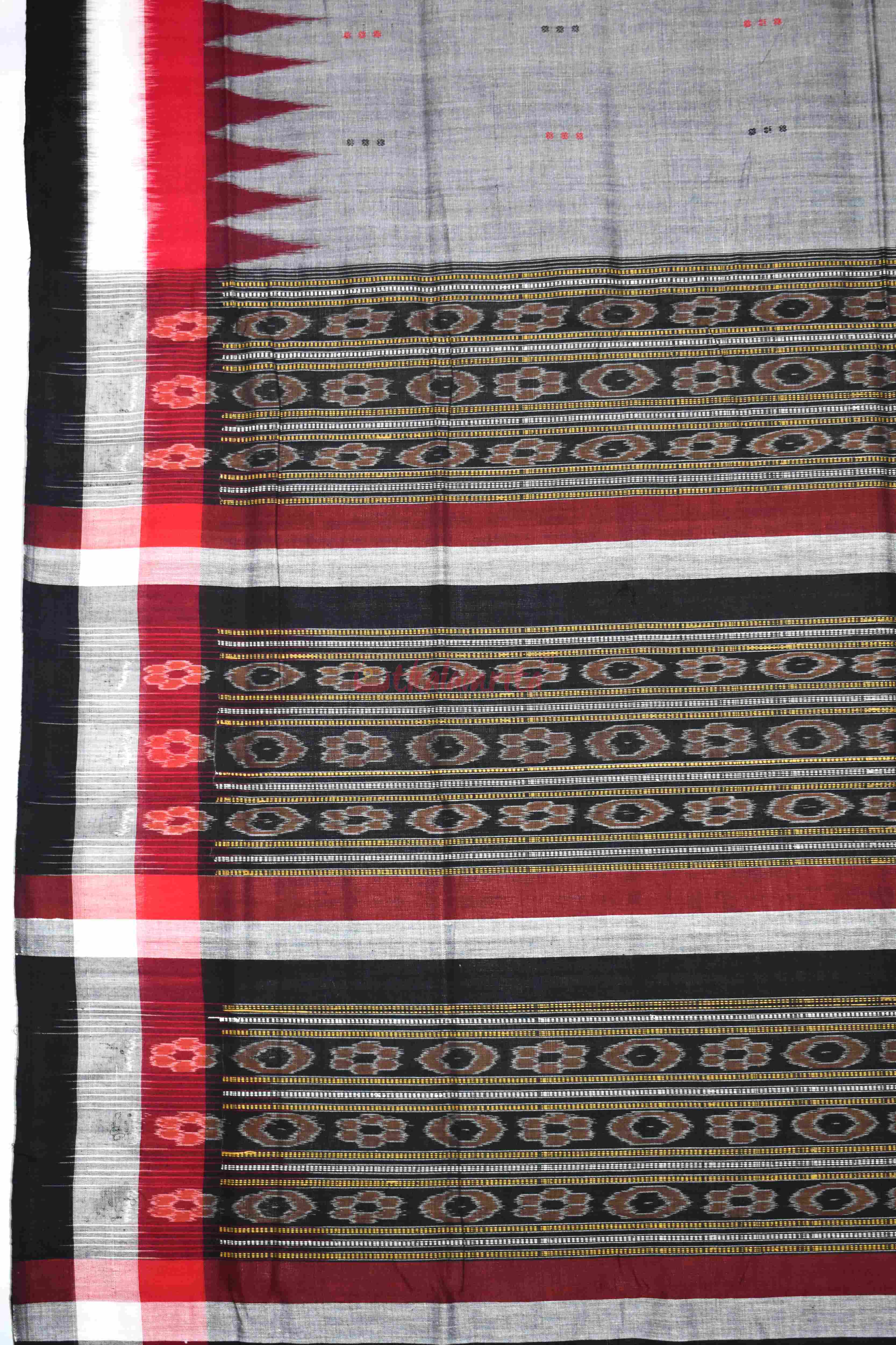 Grey Black Triranga Bomkai Saree