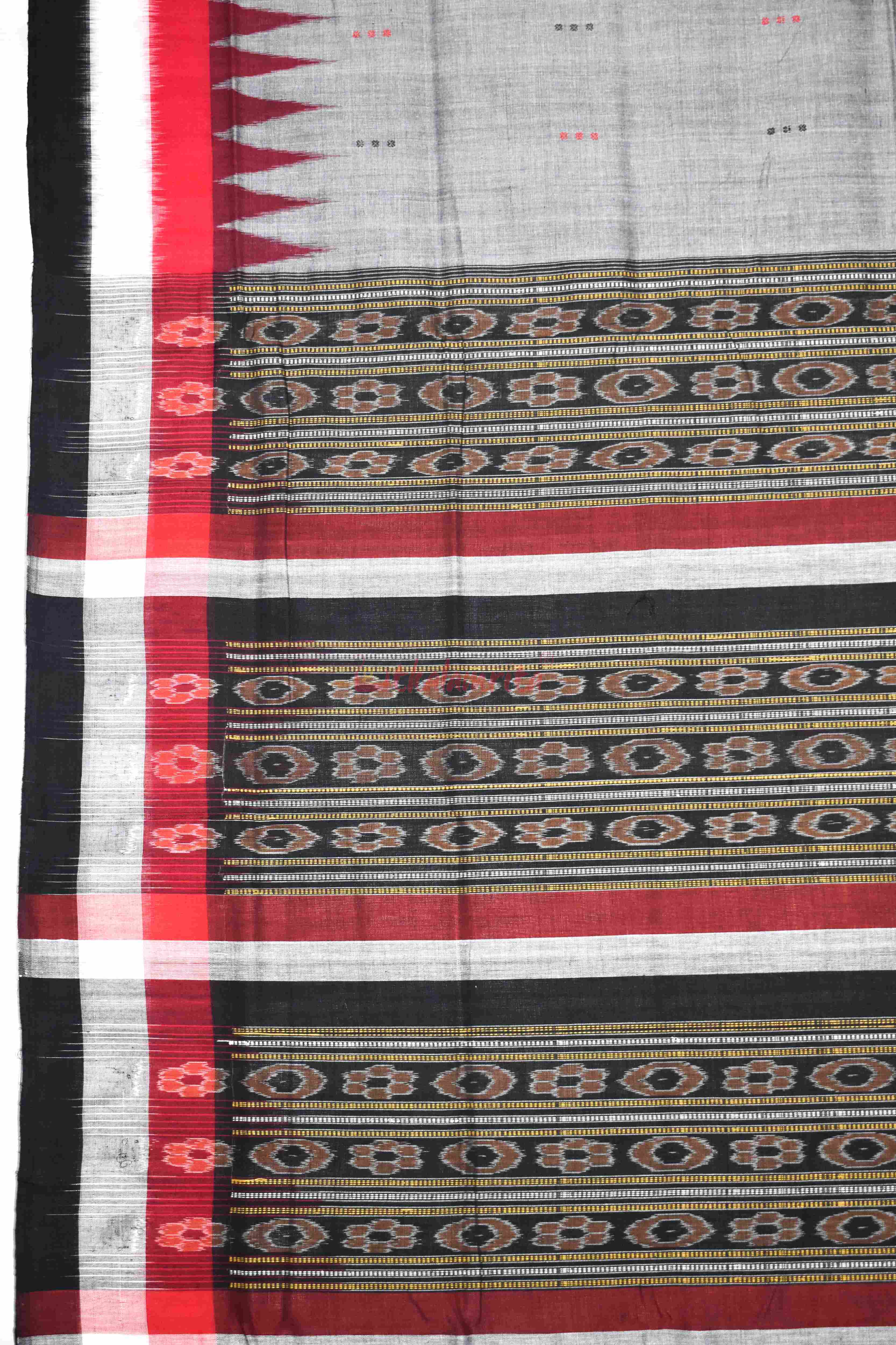 Grey Black Triranga Bomkai Saree