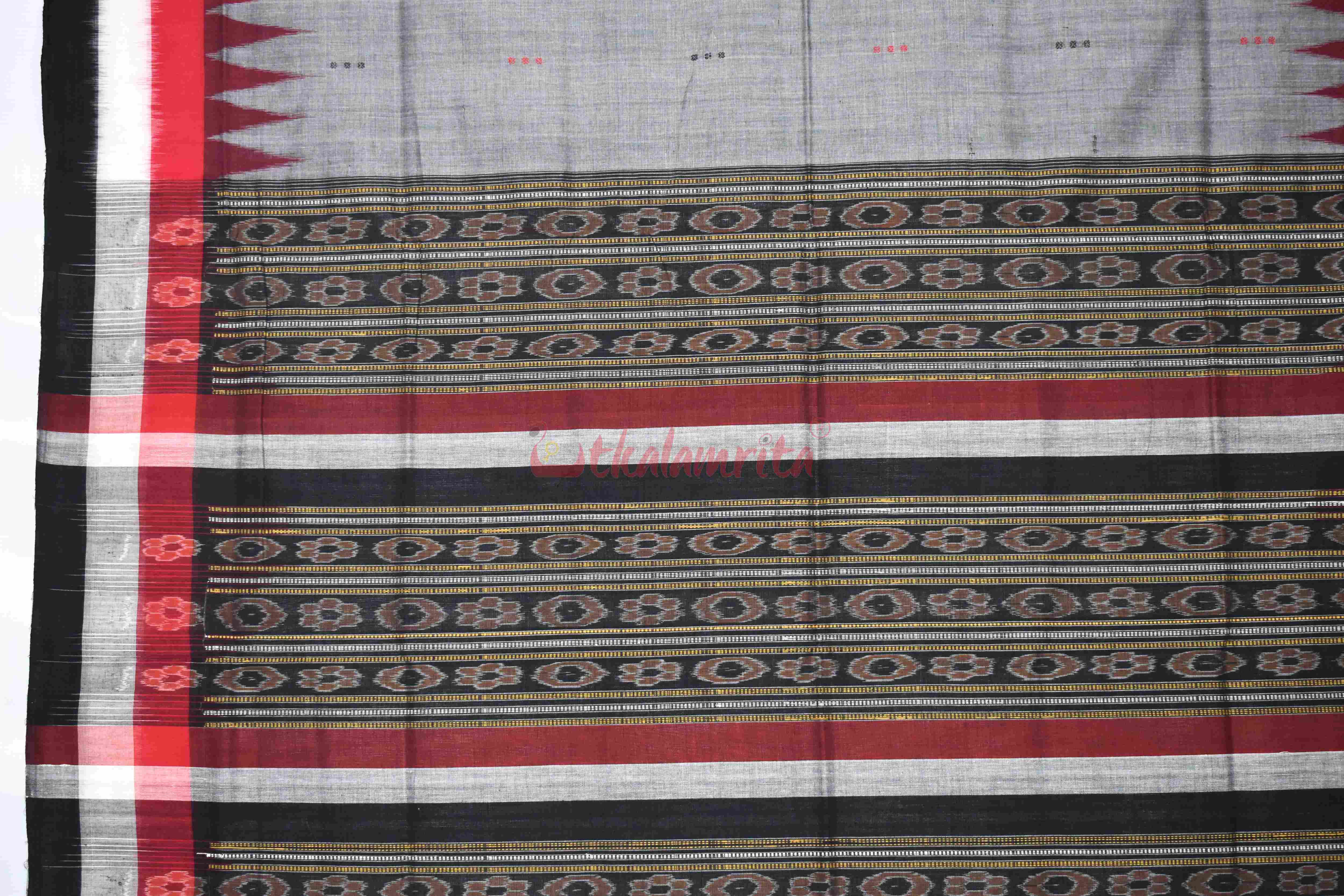 Grey Black Triranga Bomkai Saree