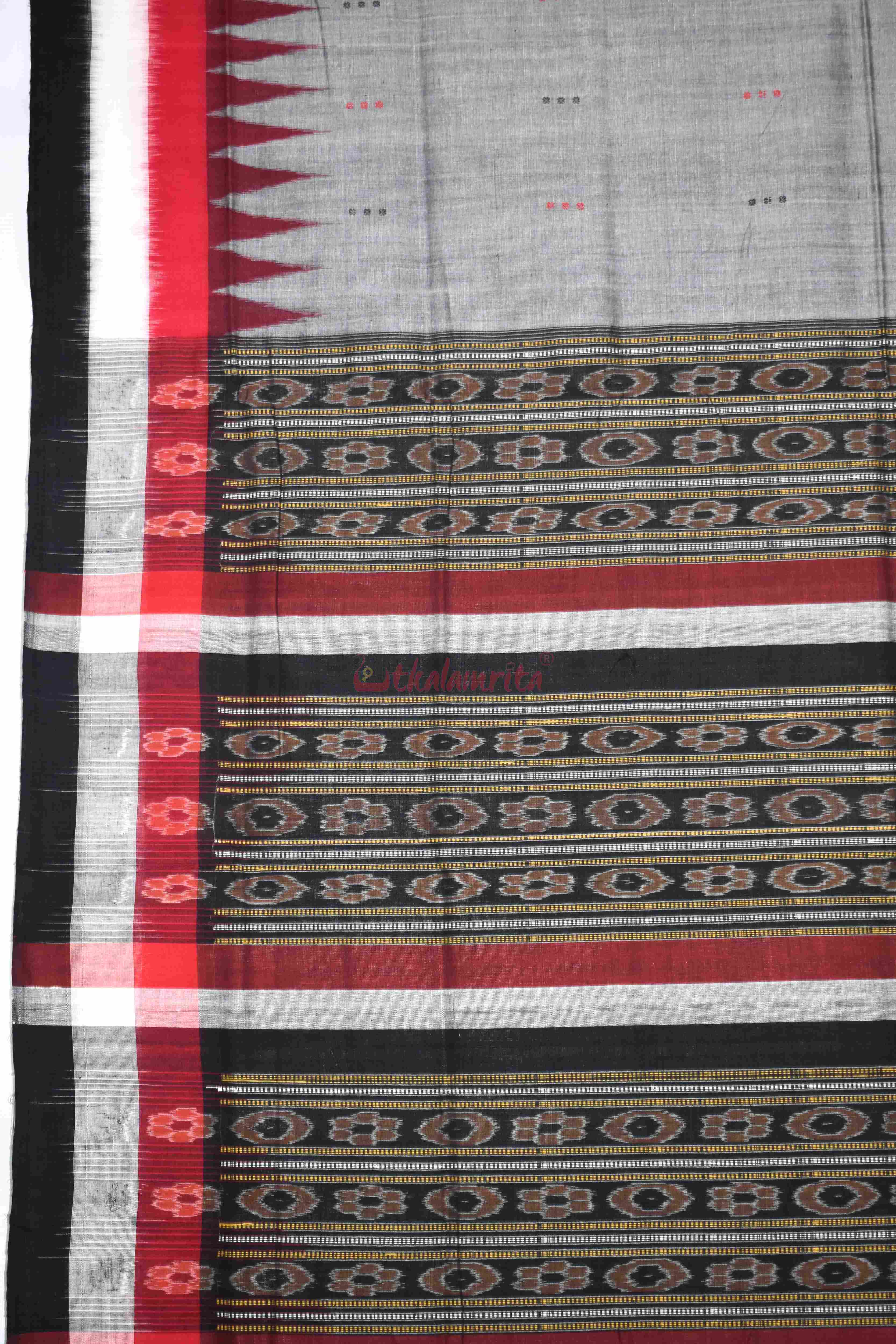 Grey Black Triranga Bomkai Saree