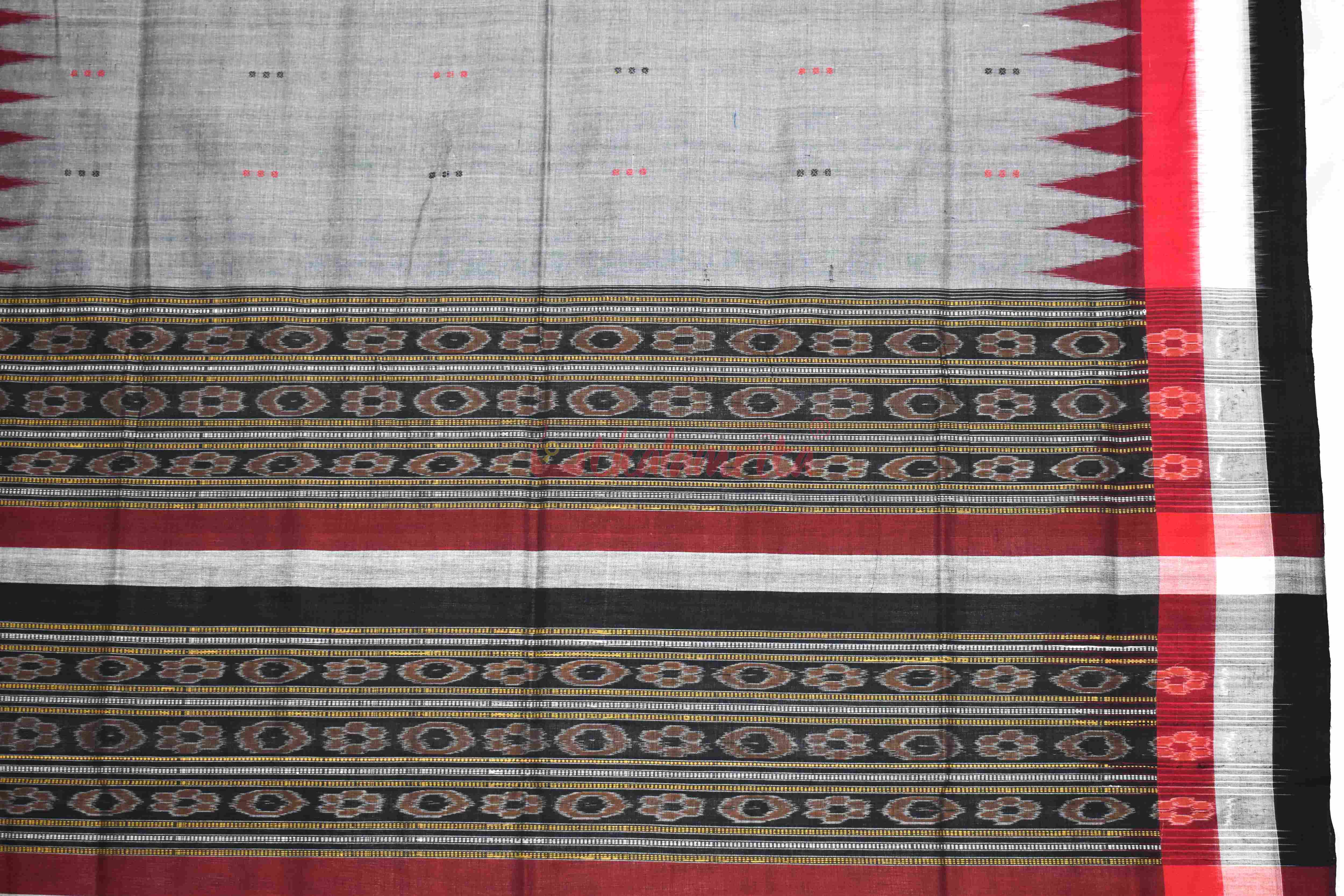 Grey Black Triranga Bomkai Saree