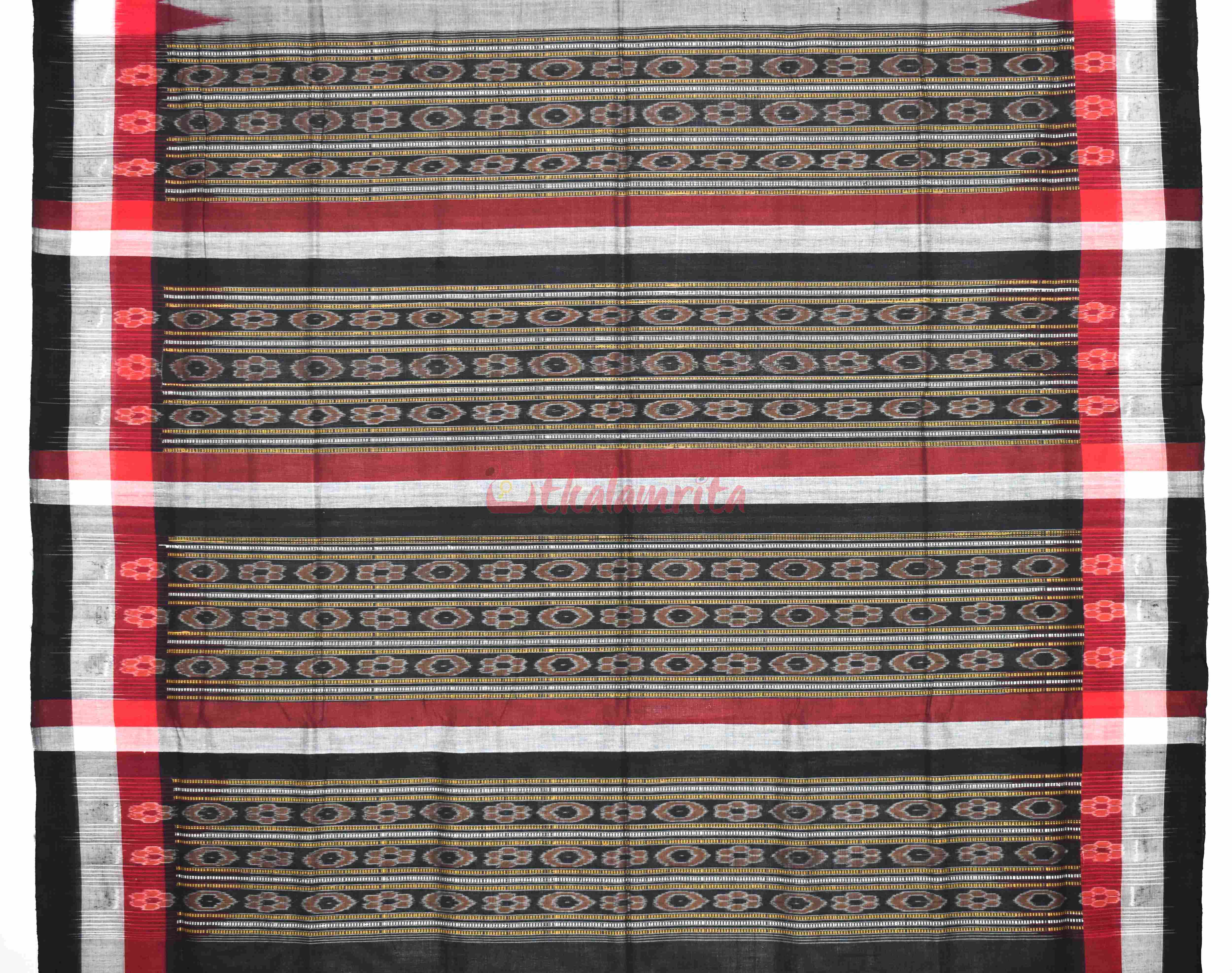 Grey Black Triranga Bomkai Saree