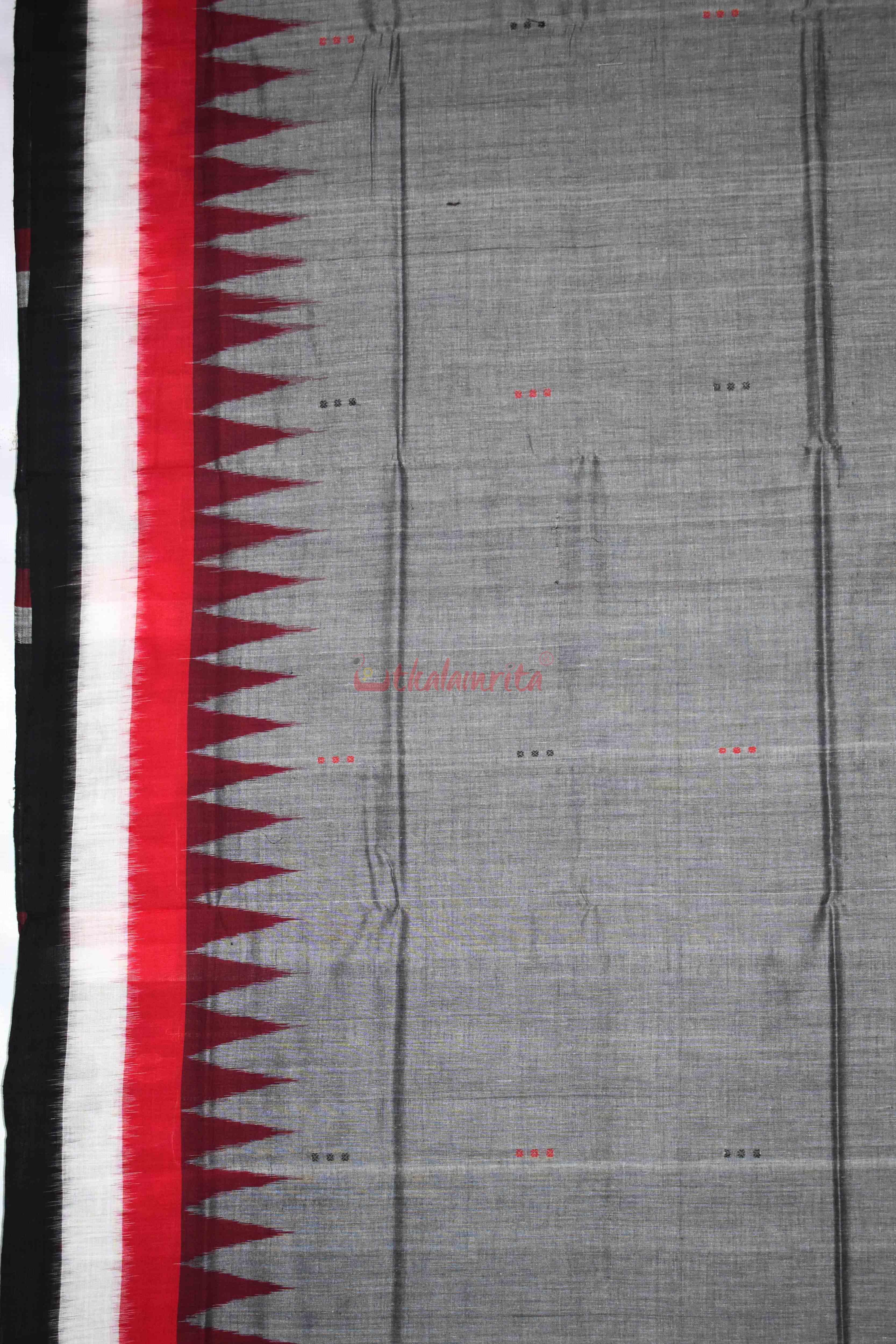 Grey Black Triranga Bomkai Saree
