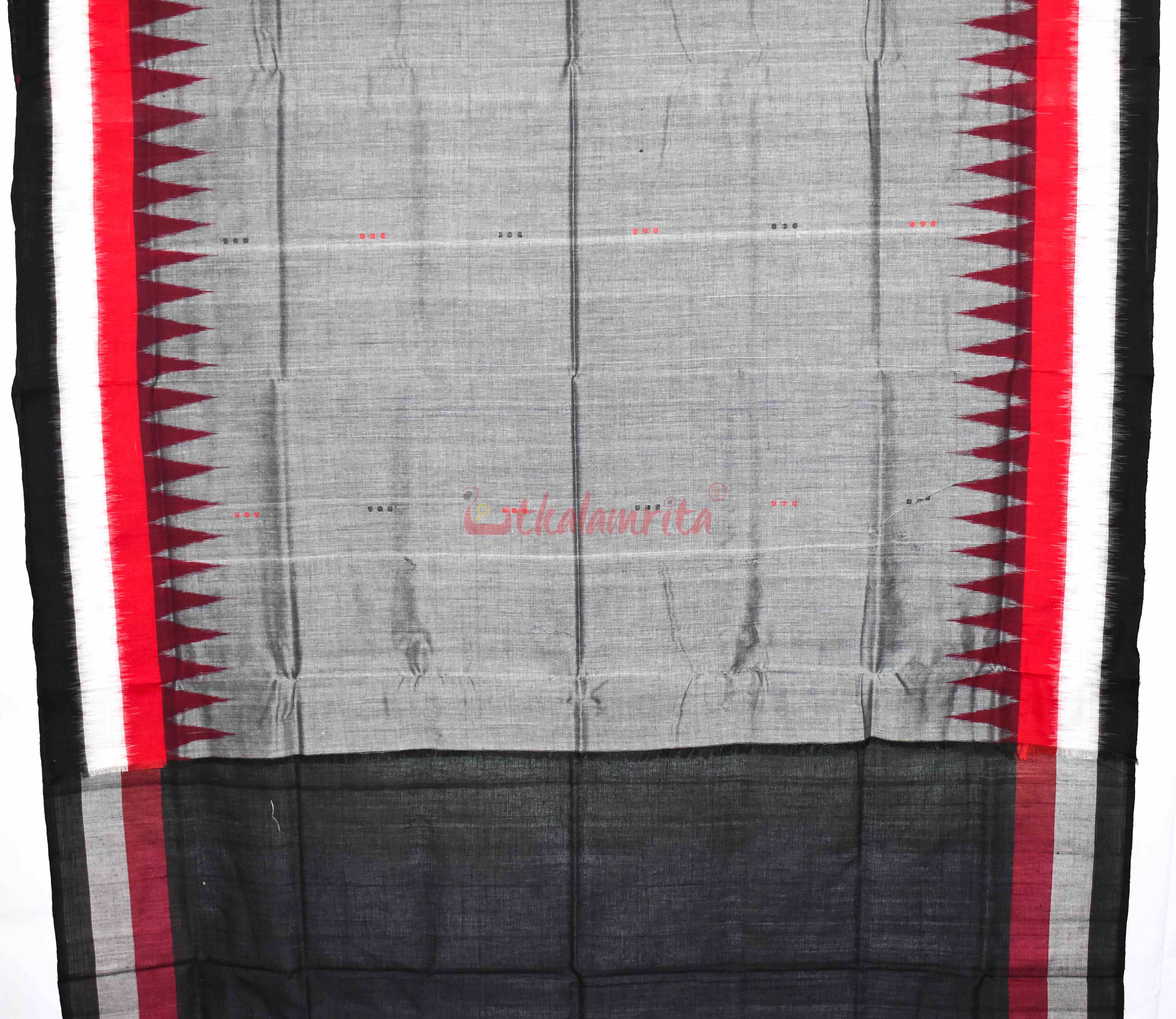 Grey Black Triranga Bomkai Saree