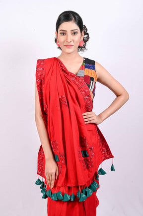 Red Ikat Designer Saree