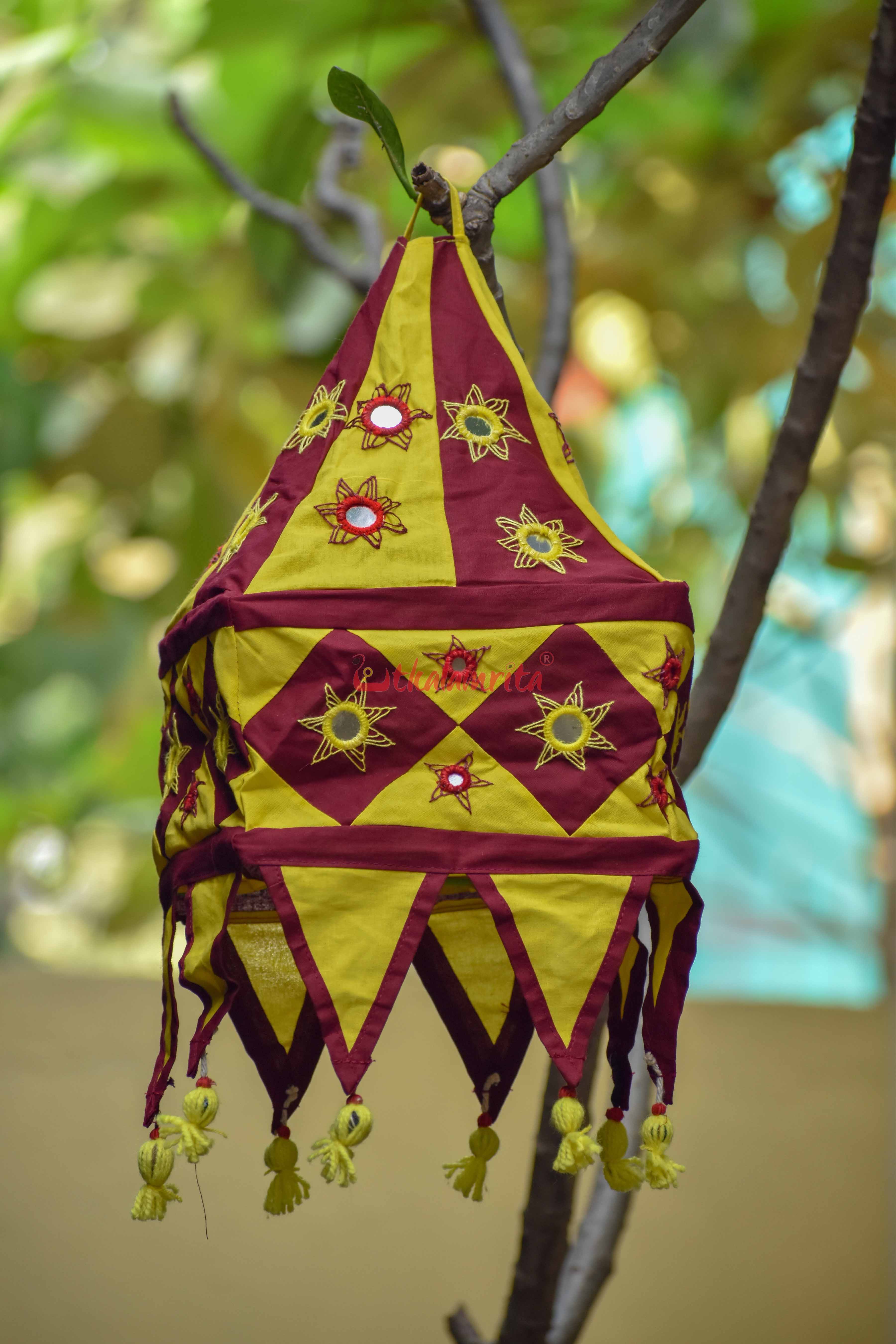 Maroon Yellow Special 1-Step square Lampshade