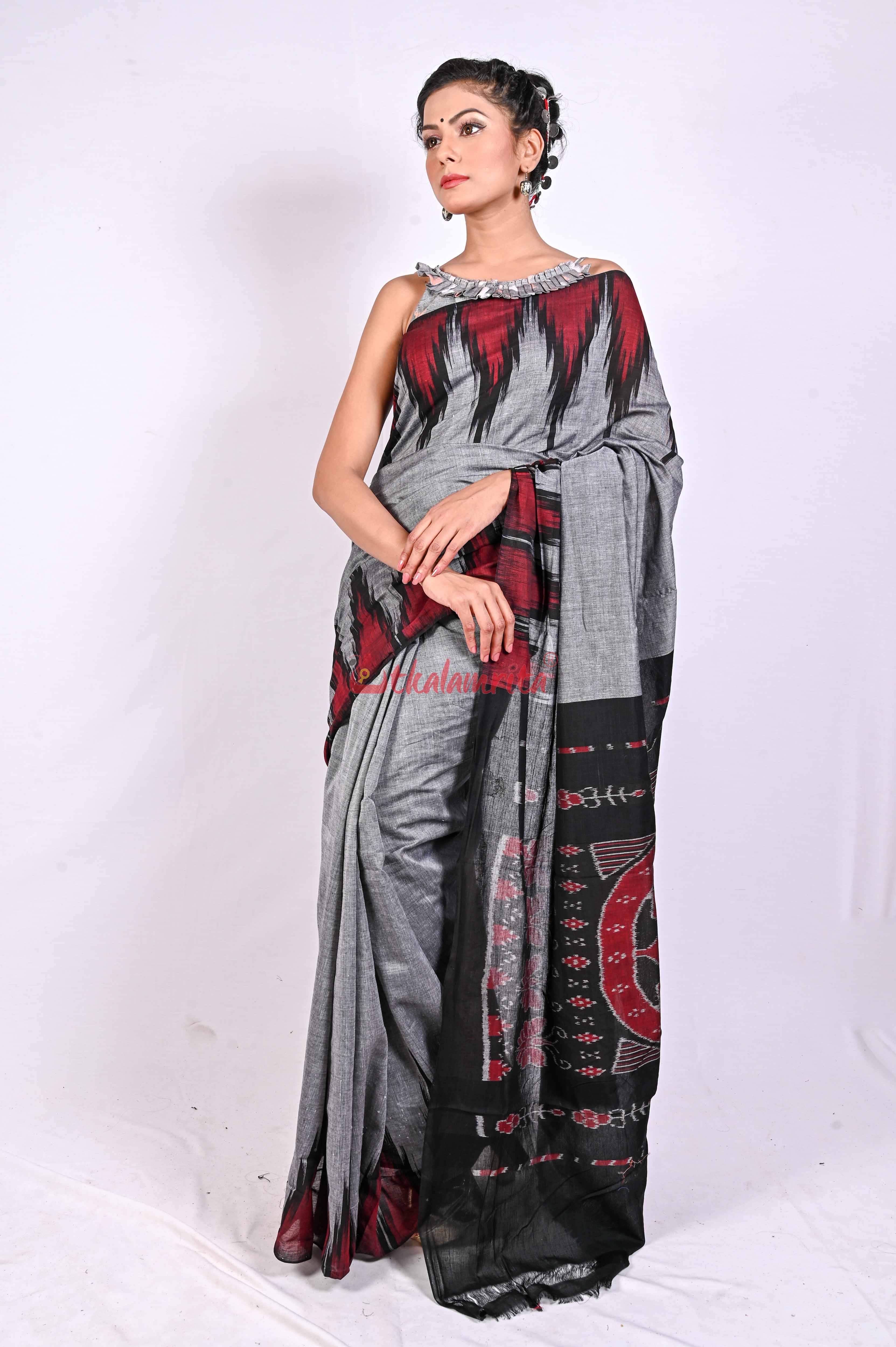 Kargil Kumbha Grey Cotton Saree