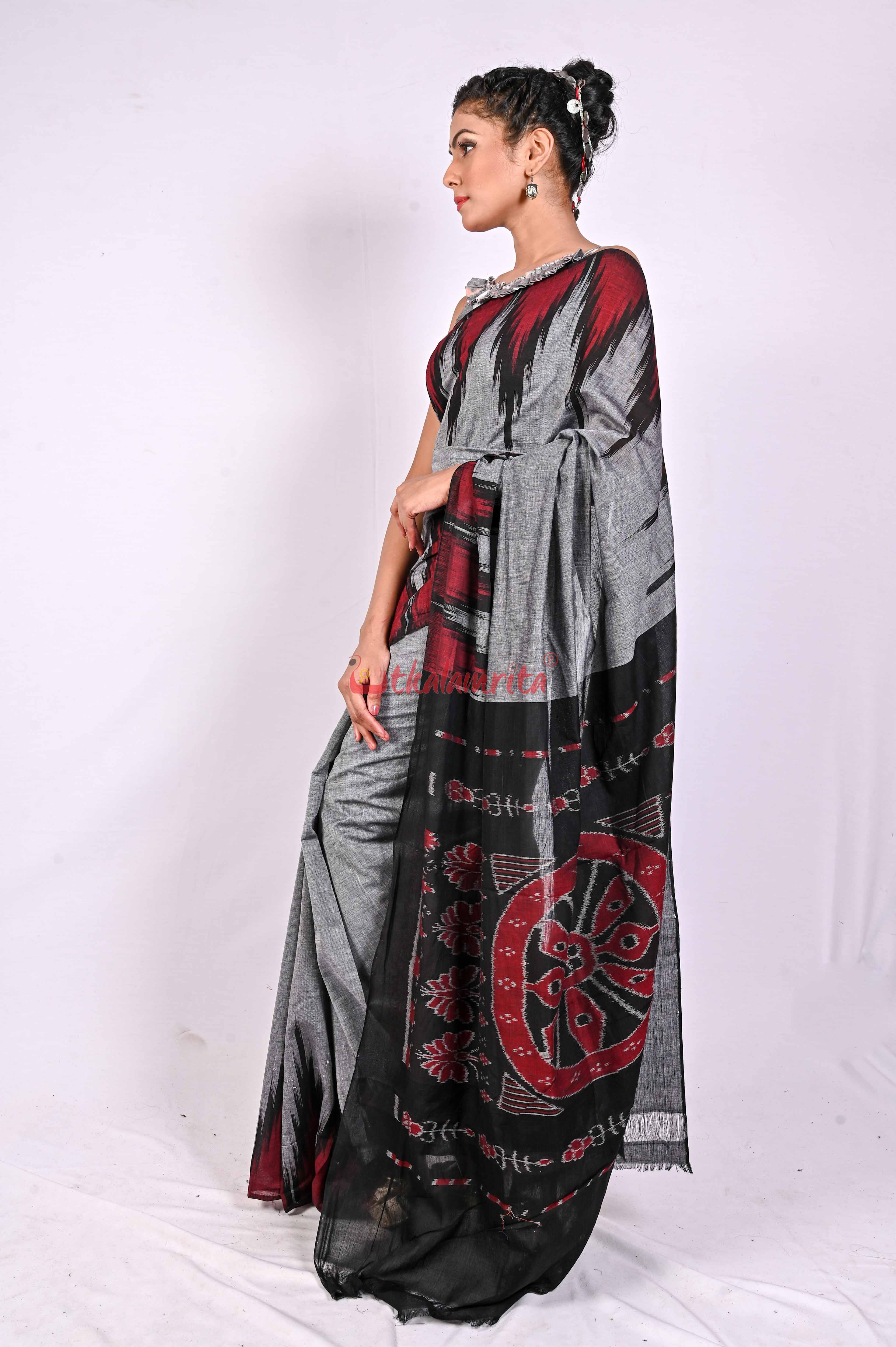 Kargil Kumbha Grey Cotton Saree