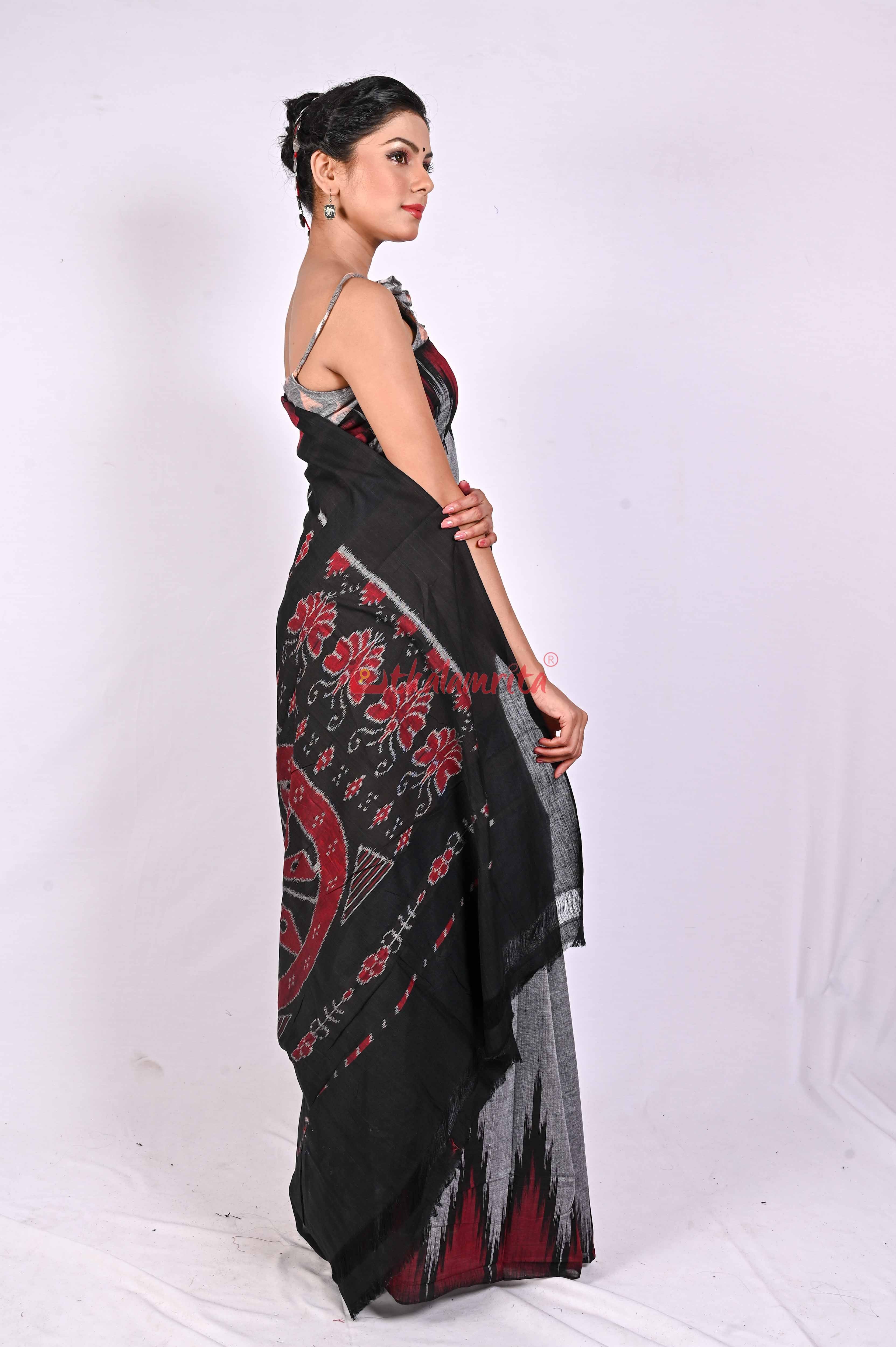 Kargil Kumbha Grey Cotton Saree
