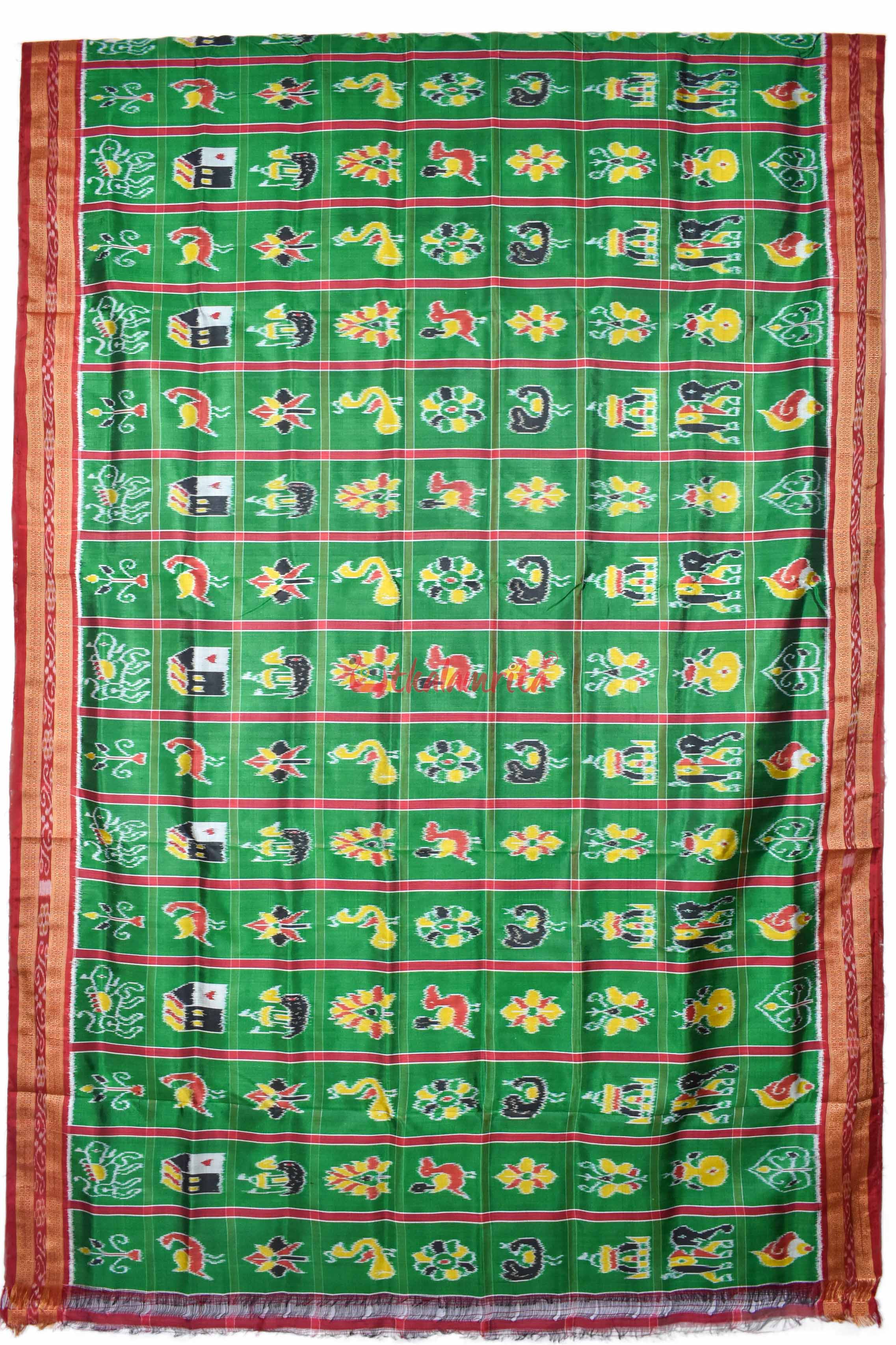 Green Red Nabarangi Silk