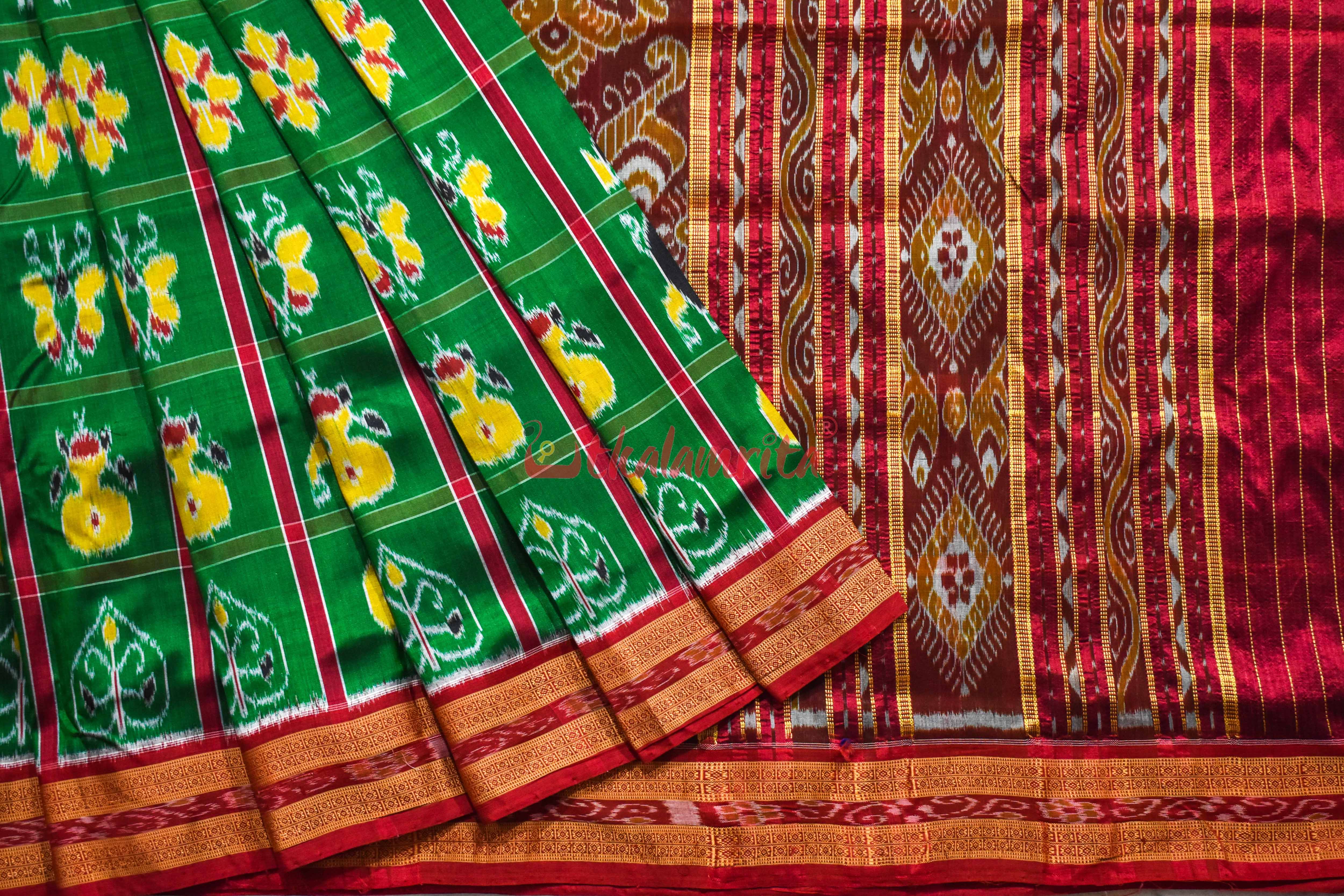 Green Red Nabarangi Silk