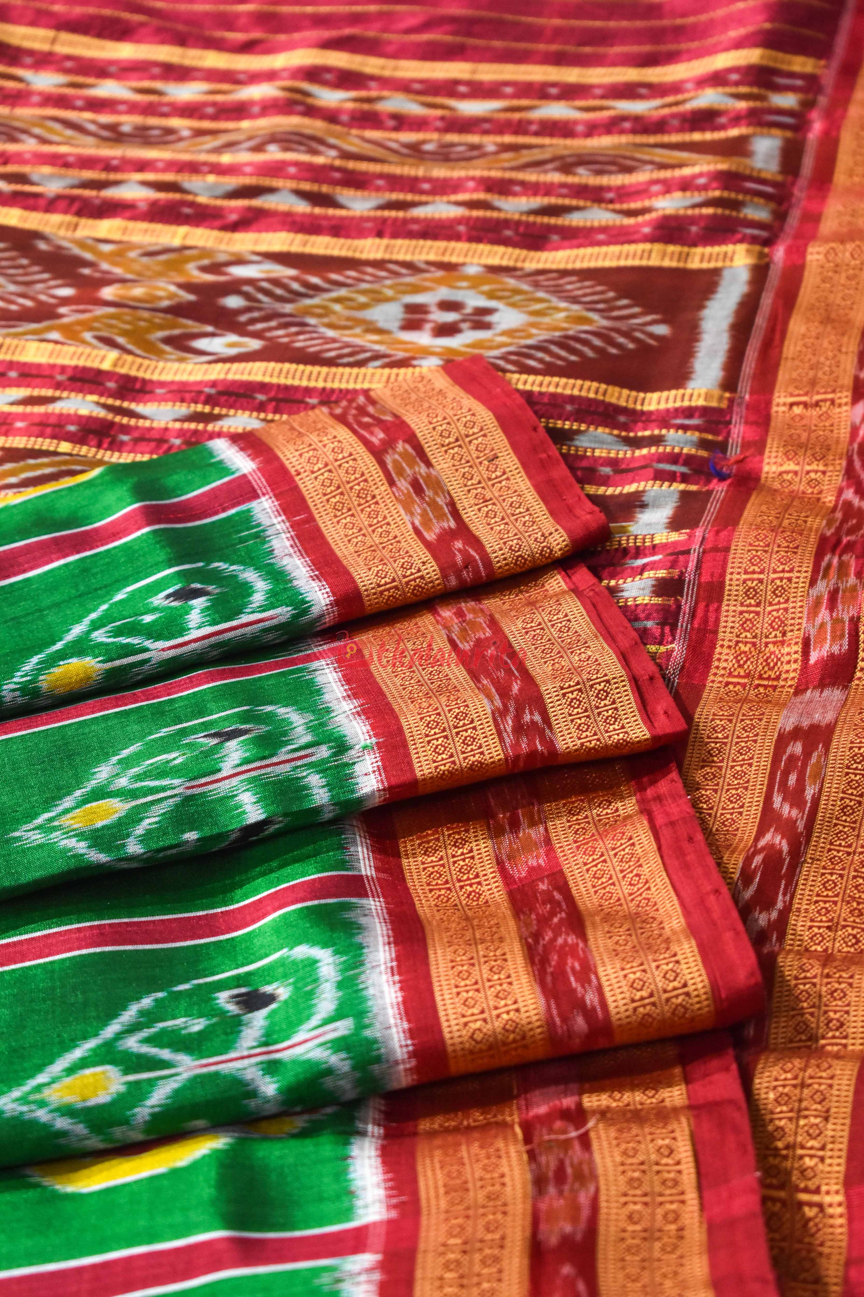 Green Red Nabarangi Silk