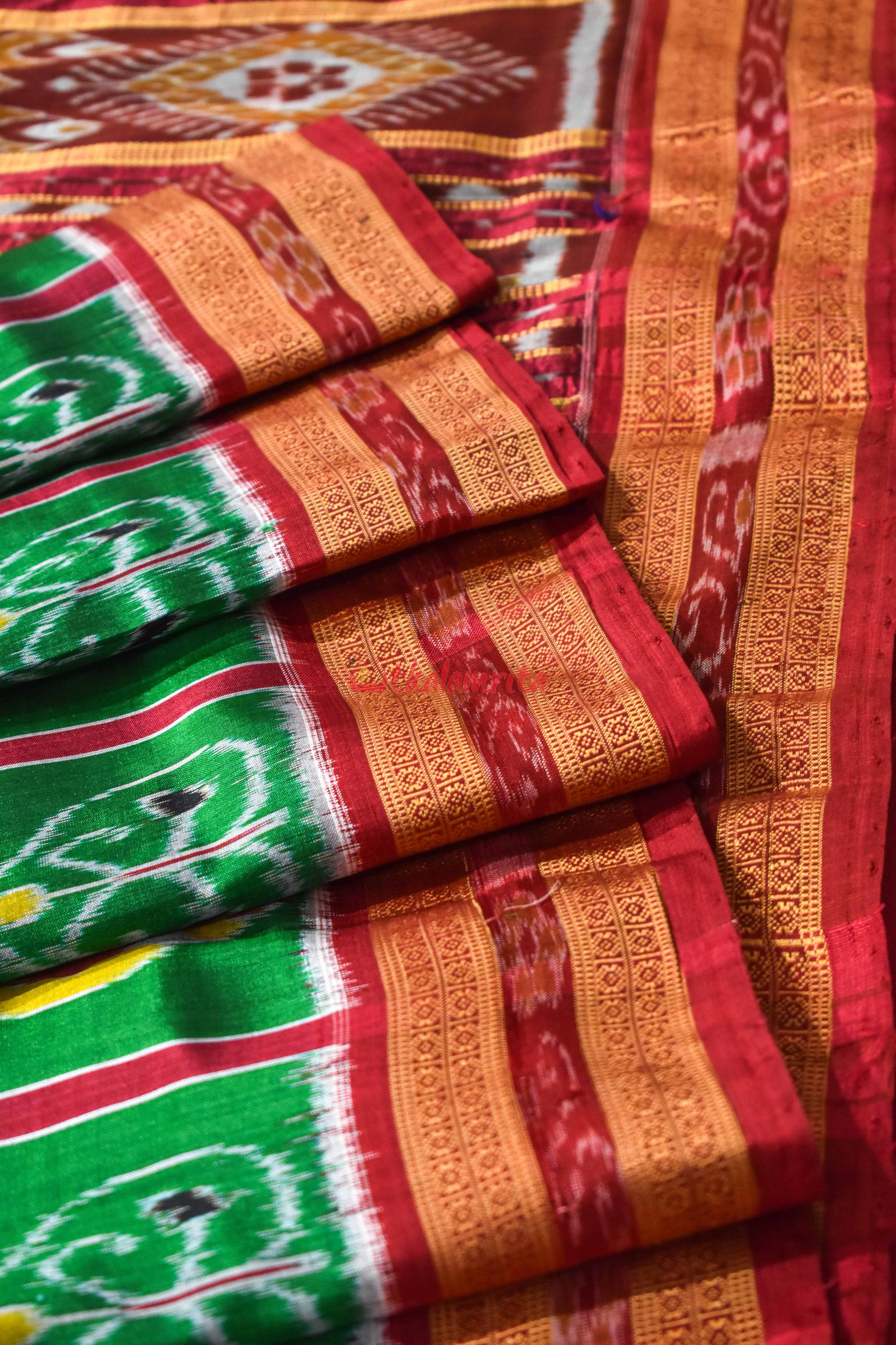 Green Red Nabarangi Silk