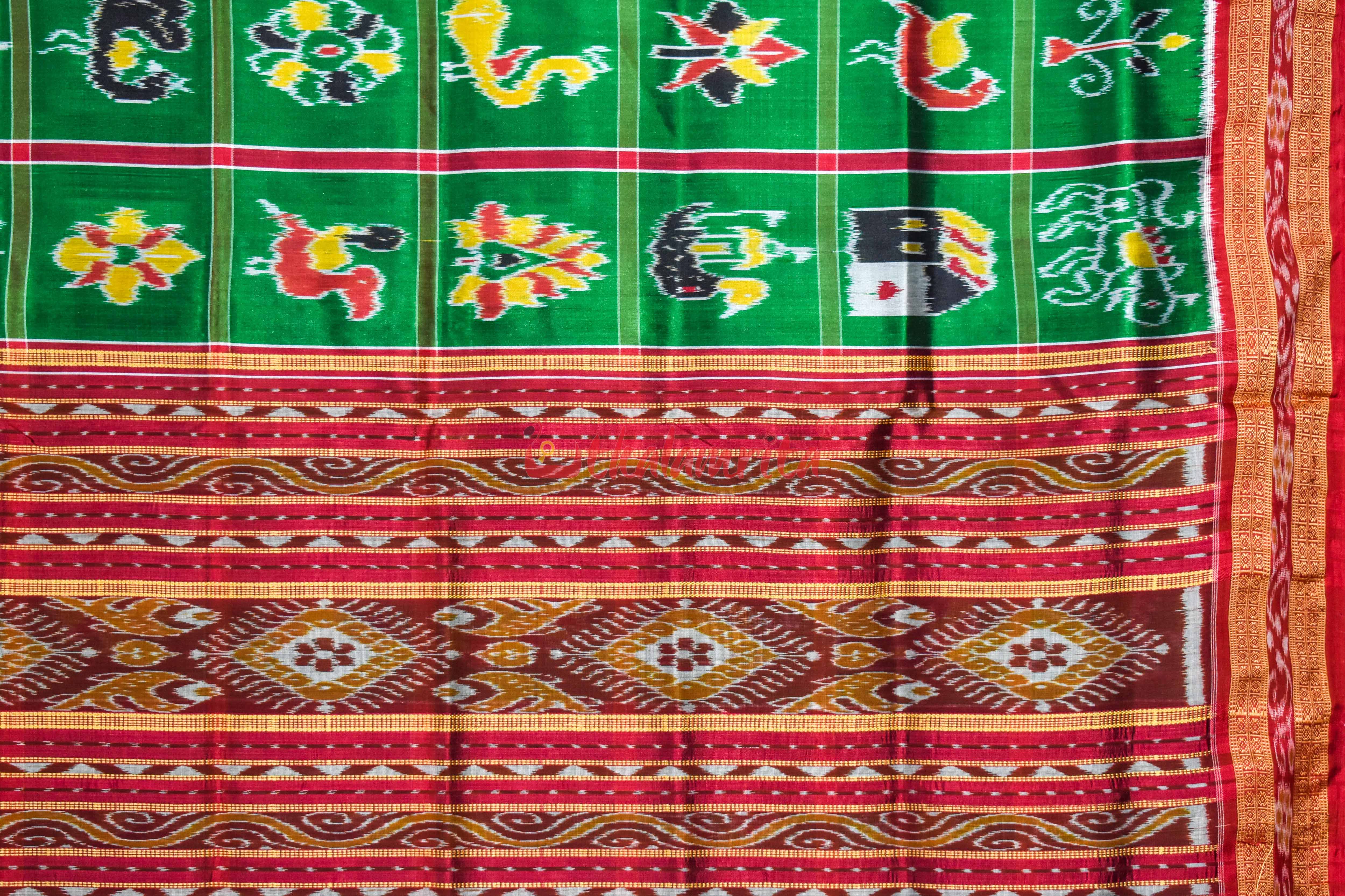 Green Red Nabarangi Silk