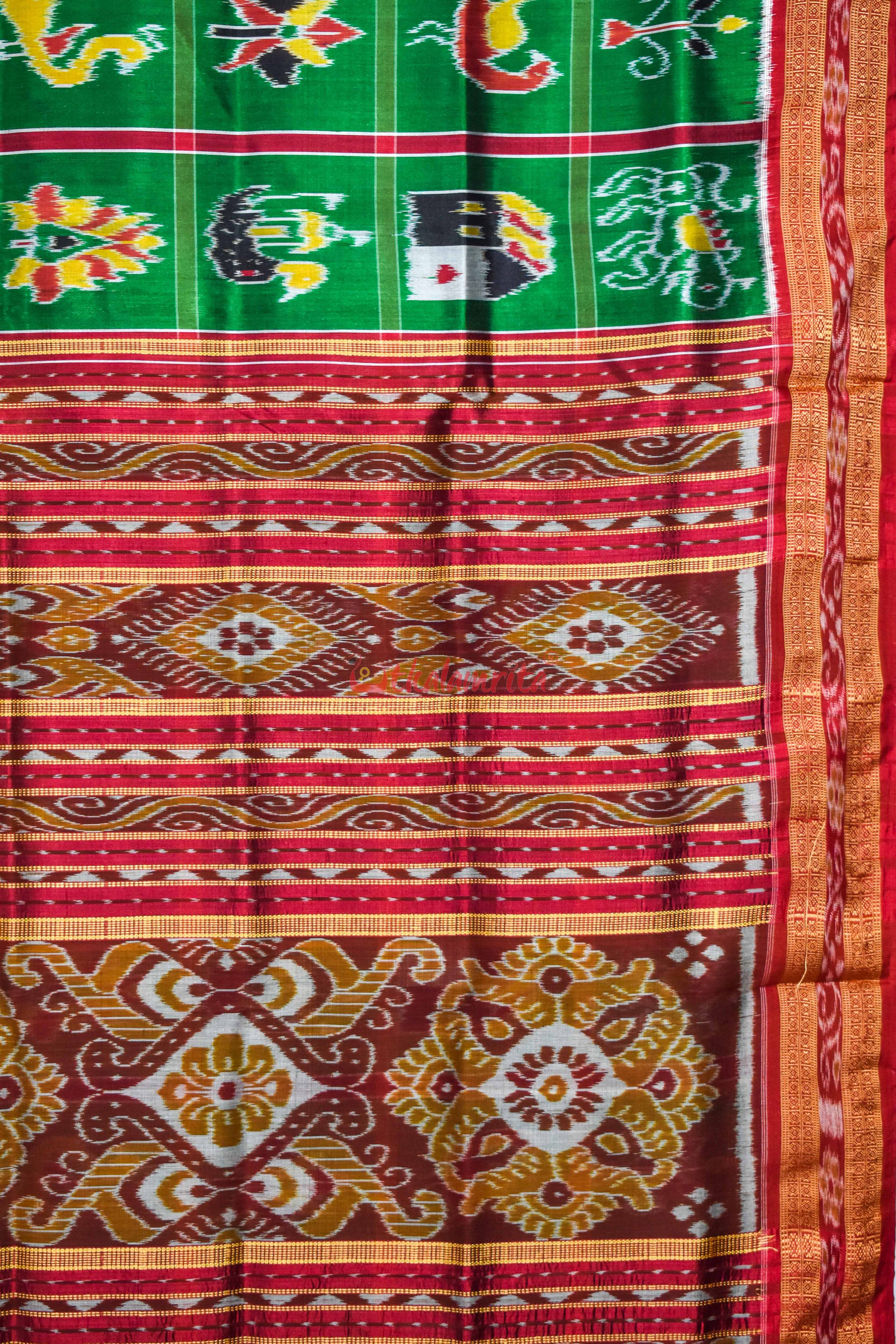 Green Red Nabarangi Silk