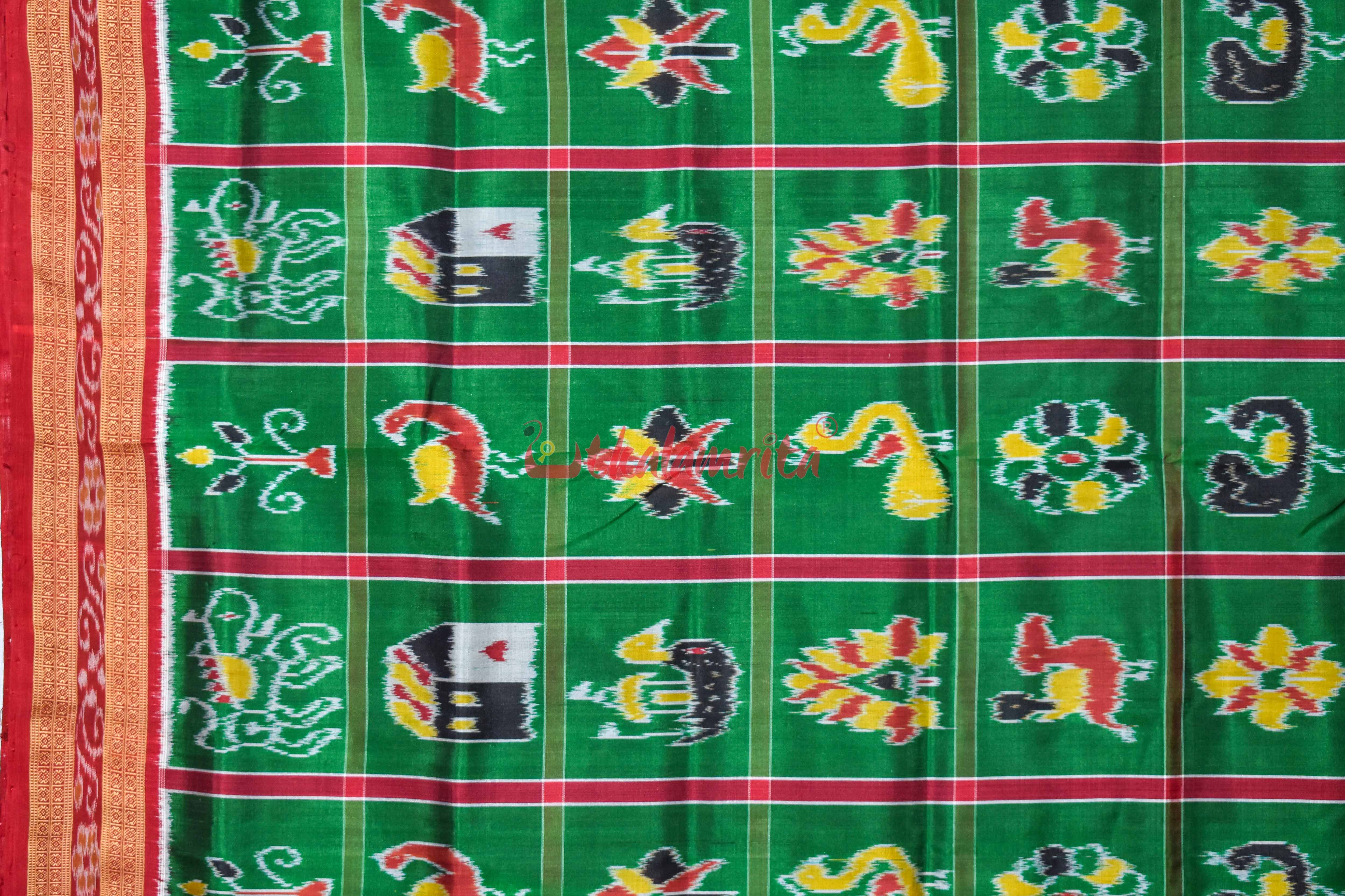 Green Red Nabarangi Silk