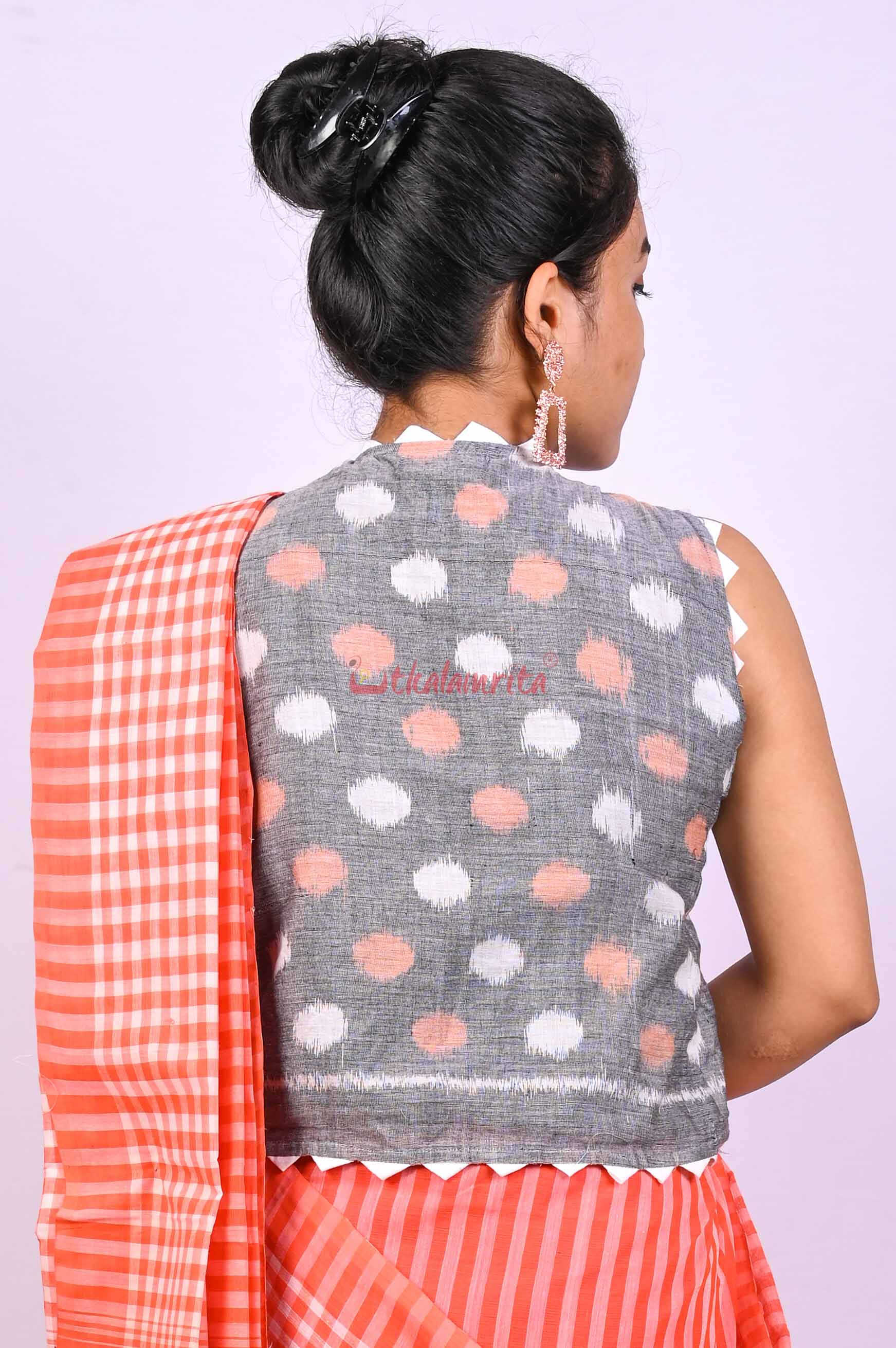 Grey Polka Dots Croptop (Blouse)