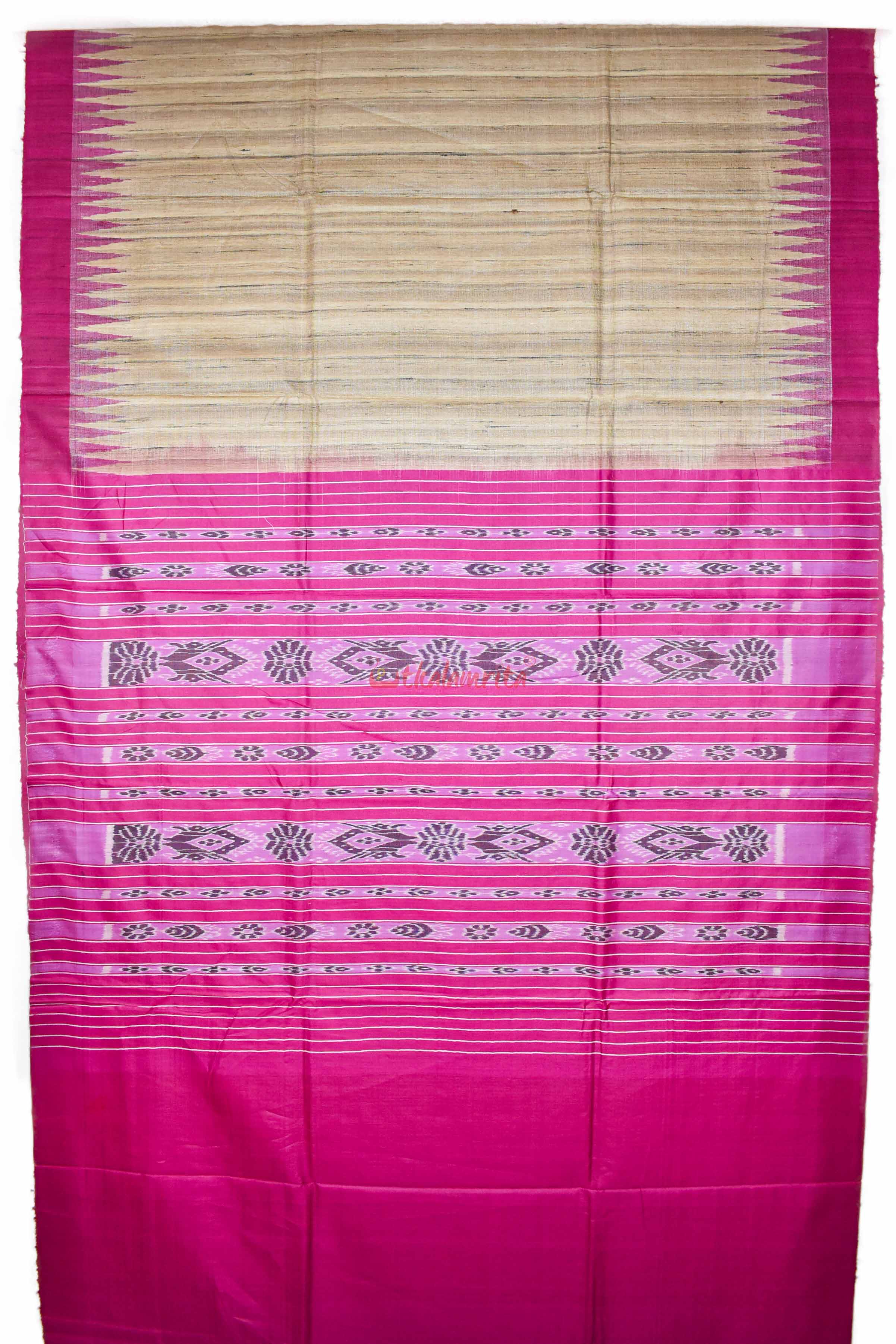 Beige Magenta Gopalpur Tussar Saree