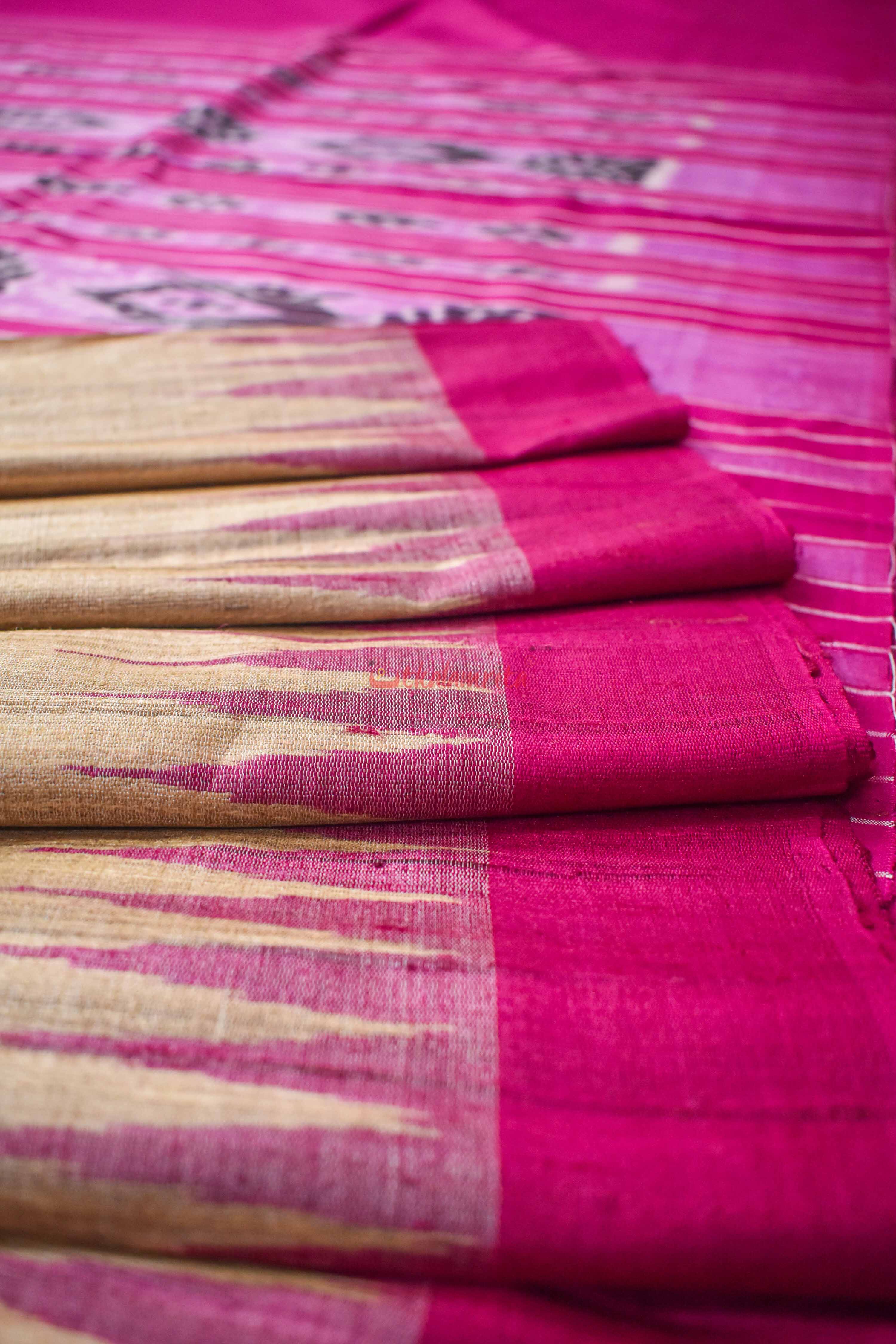 Beige Magenta Gopalpur Tussar Saree