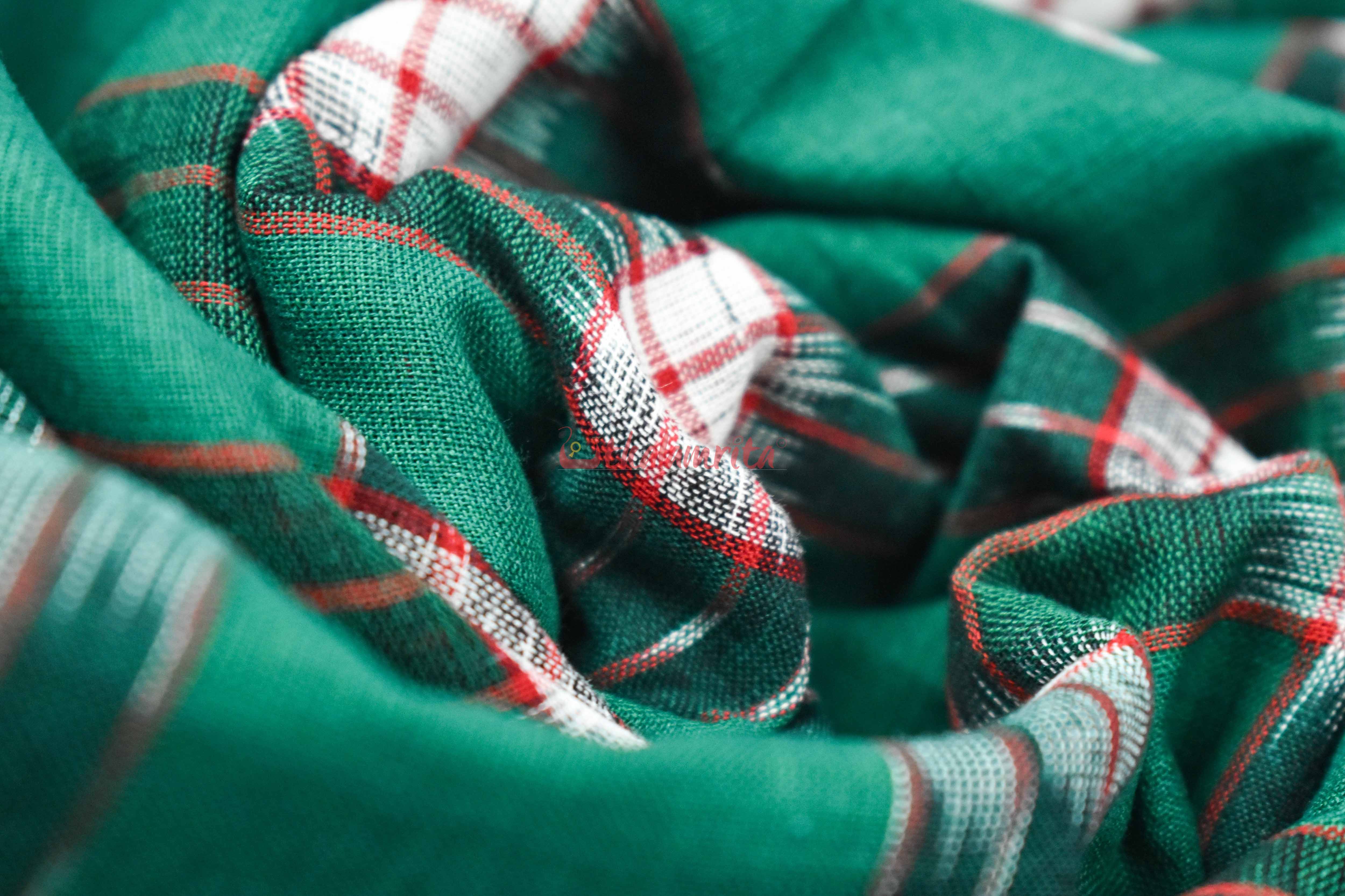 Green White Jharaka Fabric (Fabric)
