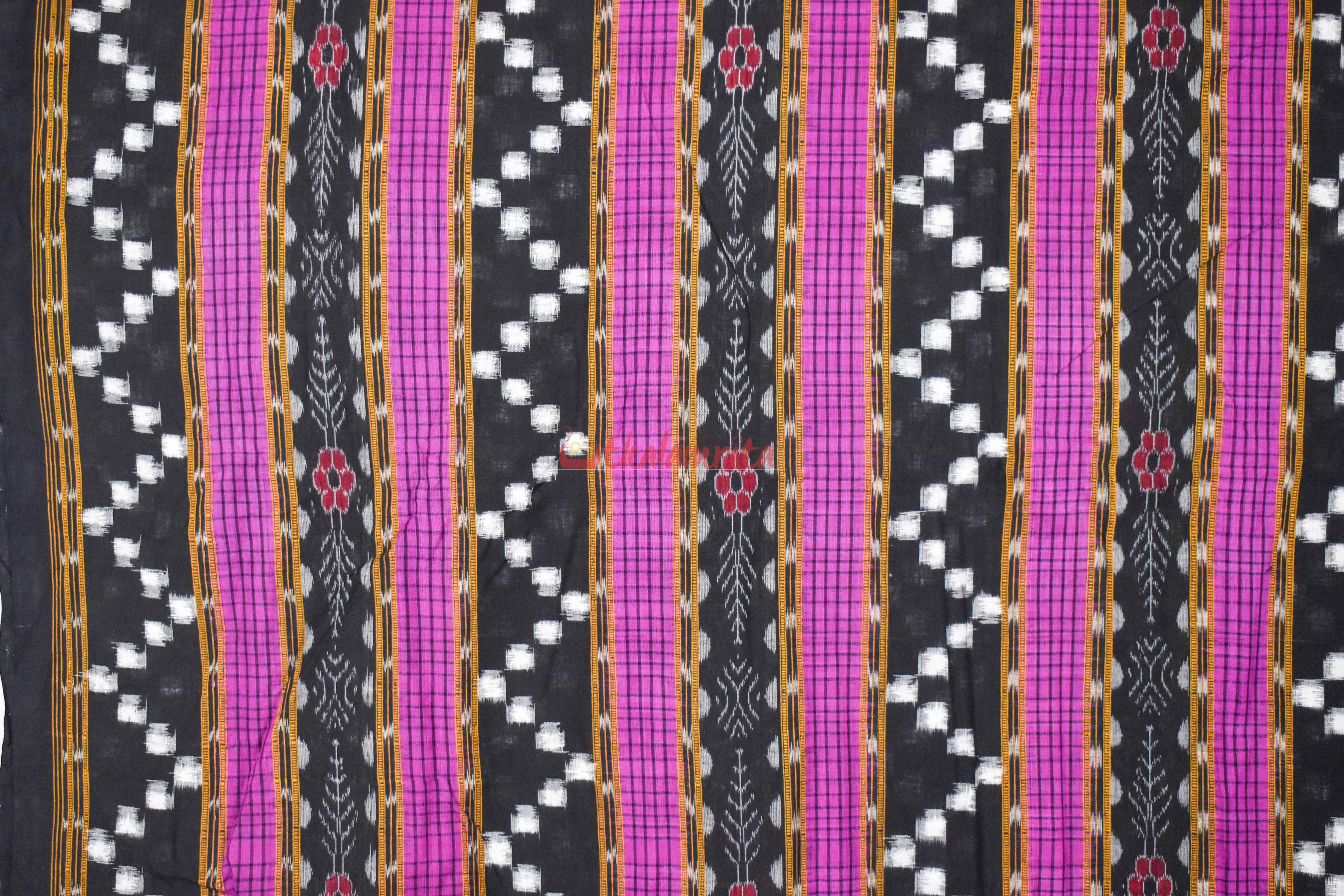Black Magenta Sachipar Madhupuri (Fabric)