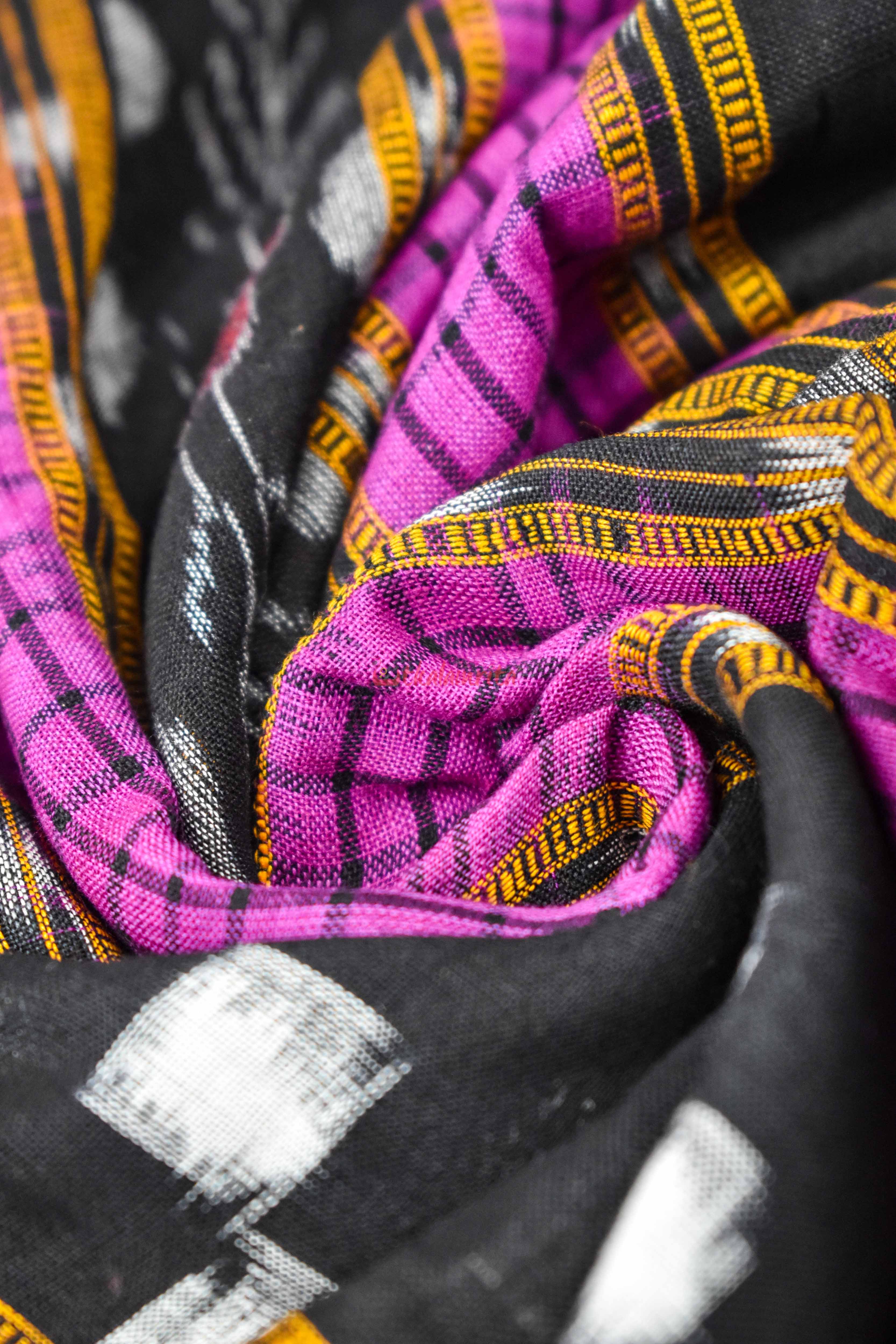 Black Magenta Sachipar Madhupuri (Fabric)