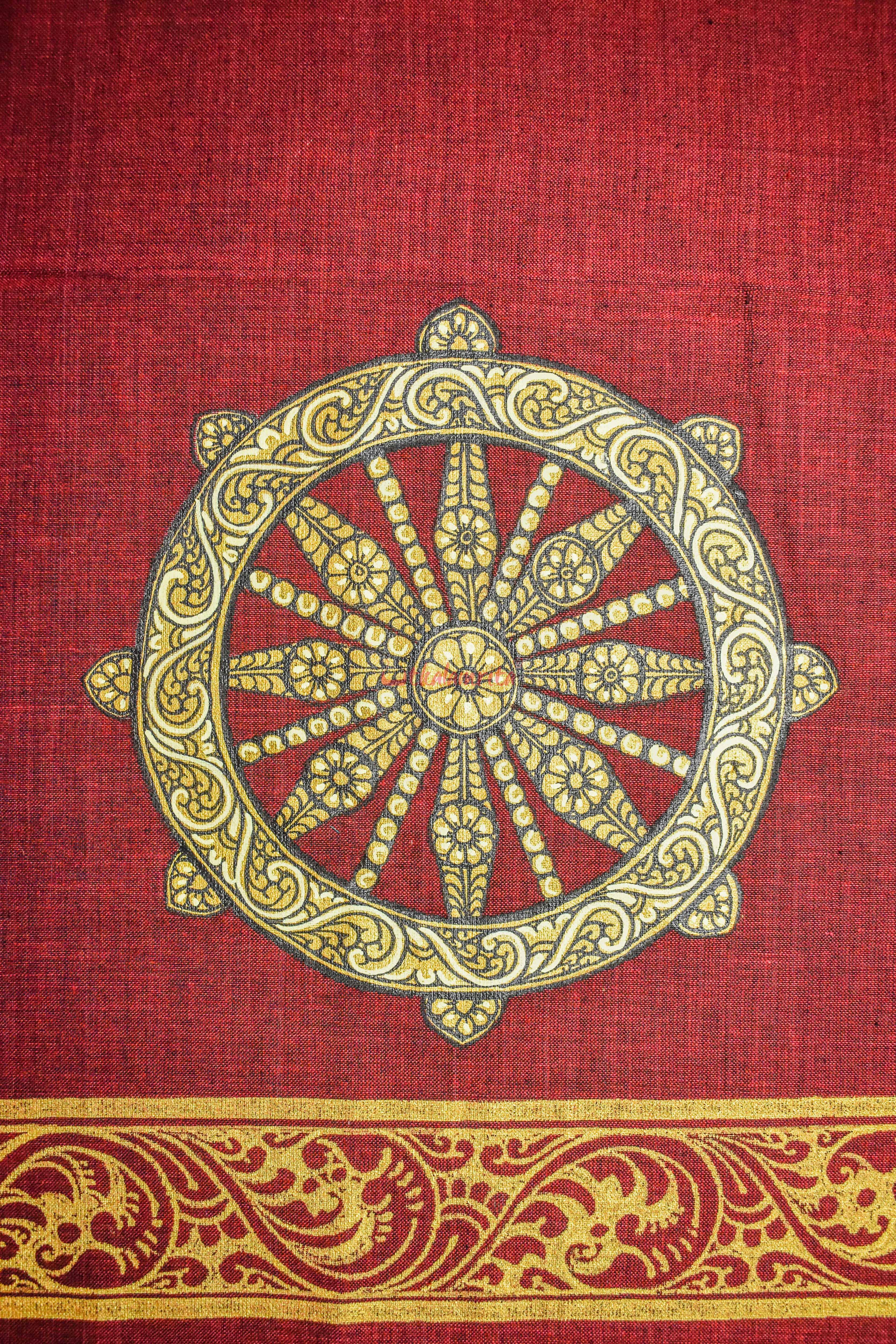 Konark Chakra Maroon Pattachitra (Blouse Piece)