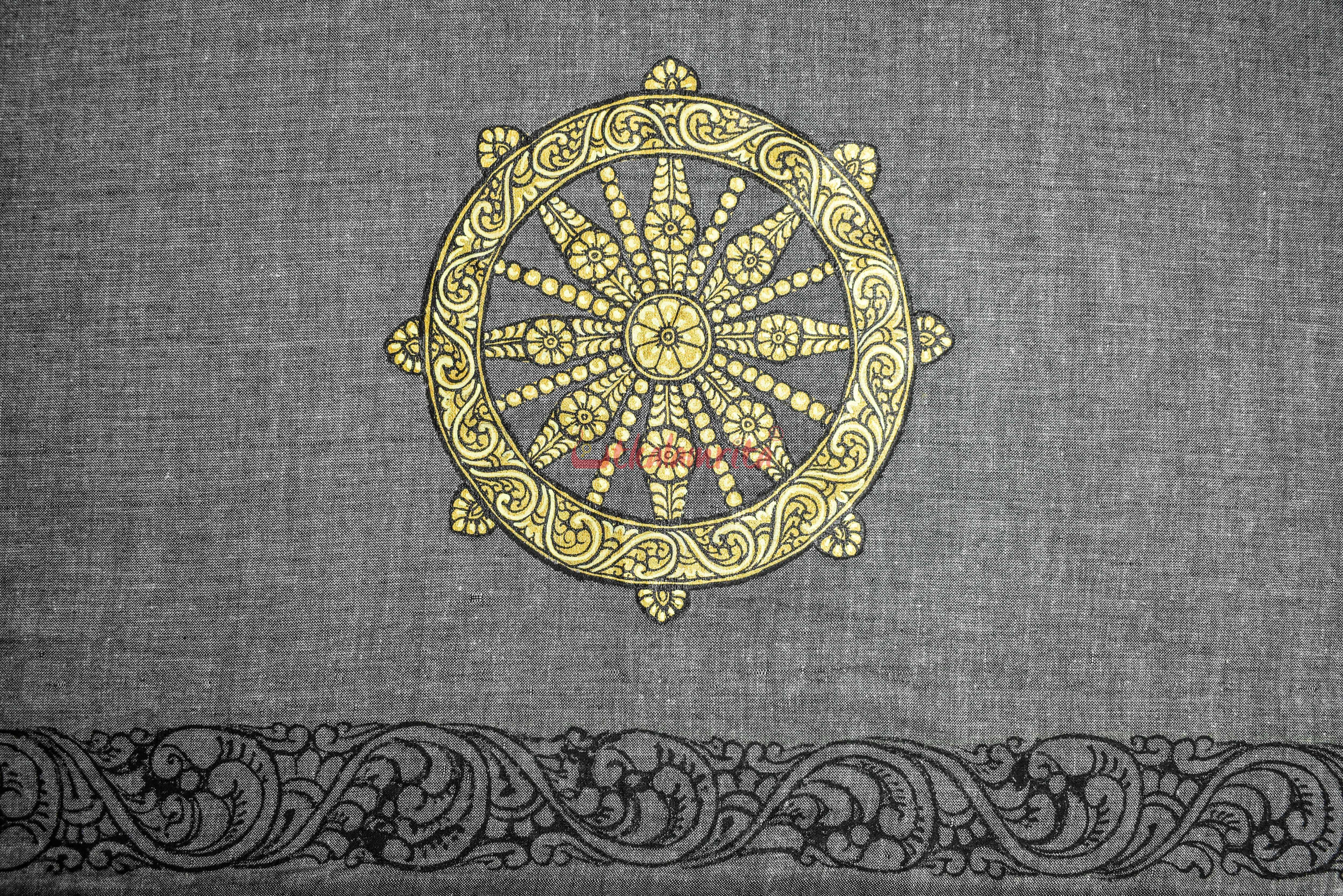 Konark Chakra Grey Pattachitra (Blouse Piece)