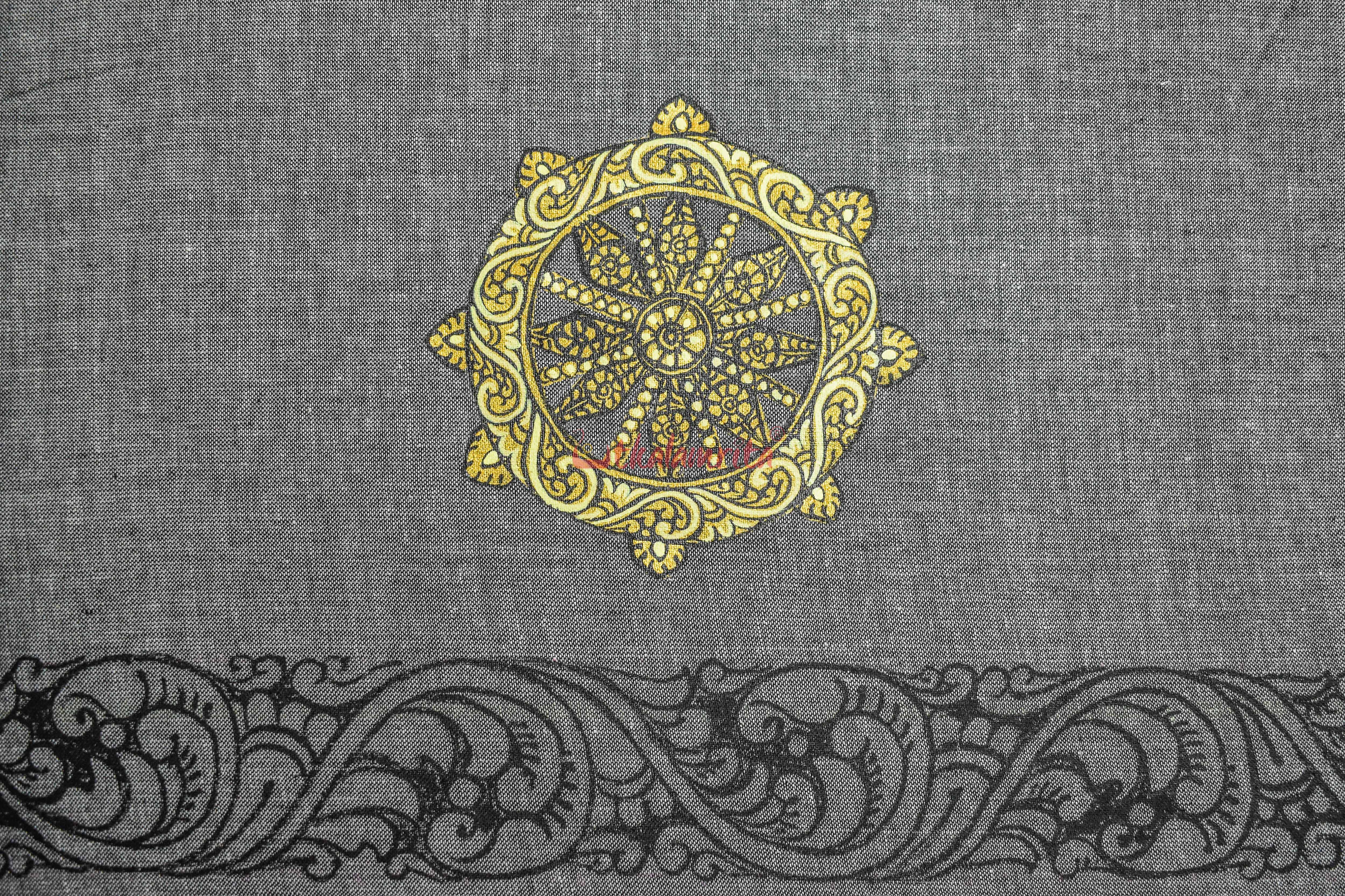 Konark Chakra Grey Pattachitra (Blouse Piece)