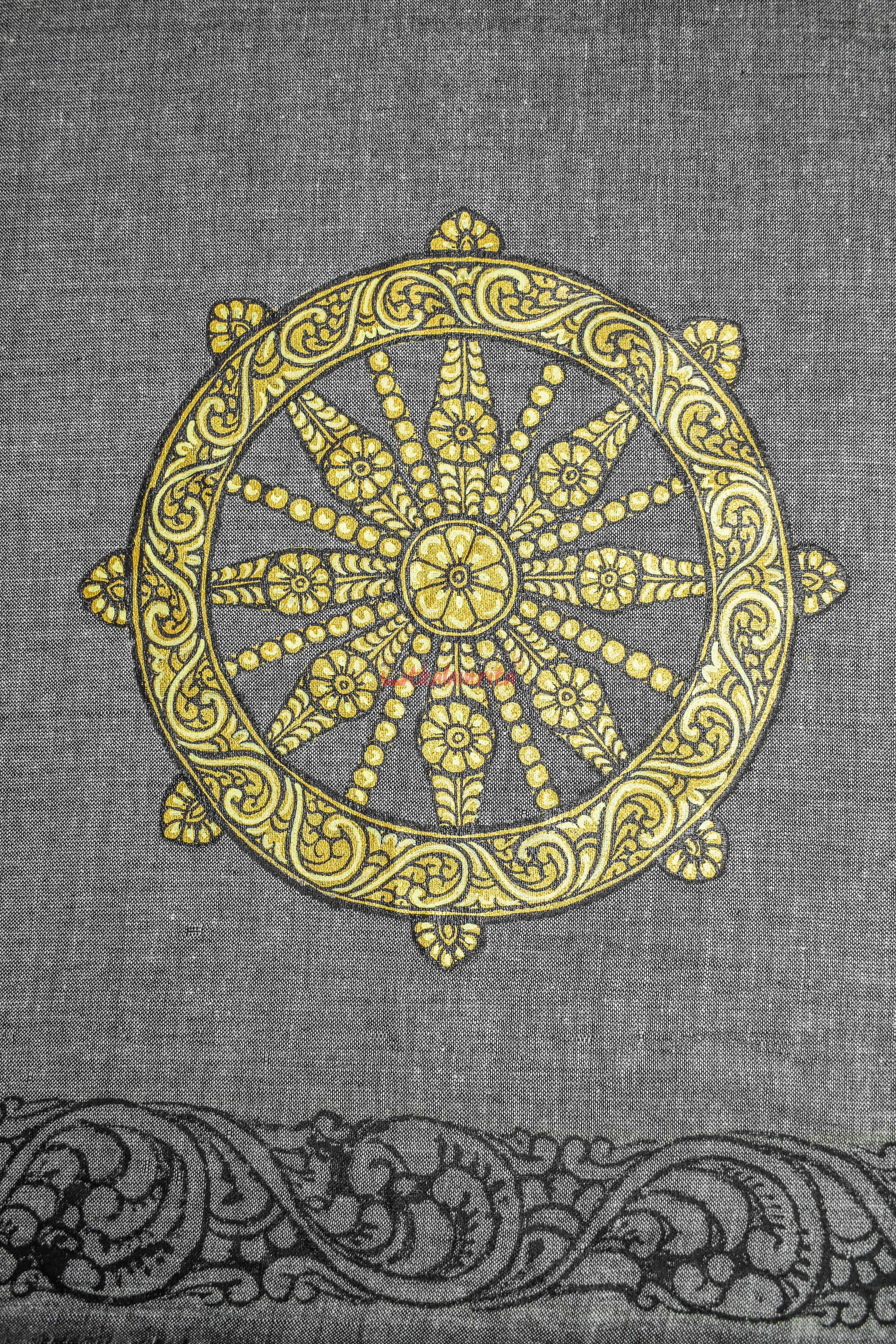 Konark Chakra Grey Pattachitra (Blouse Piece)