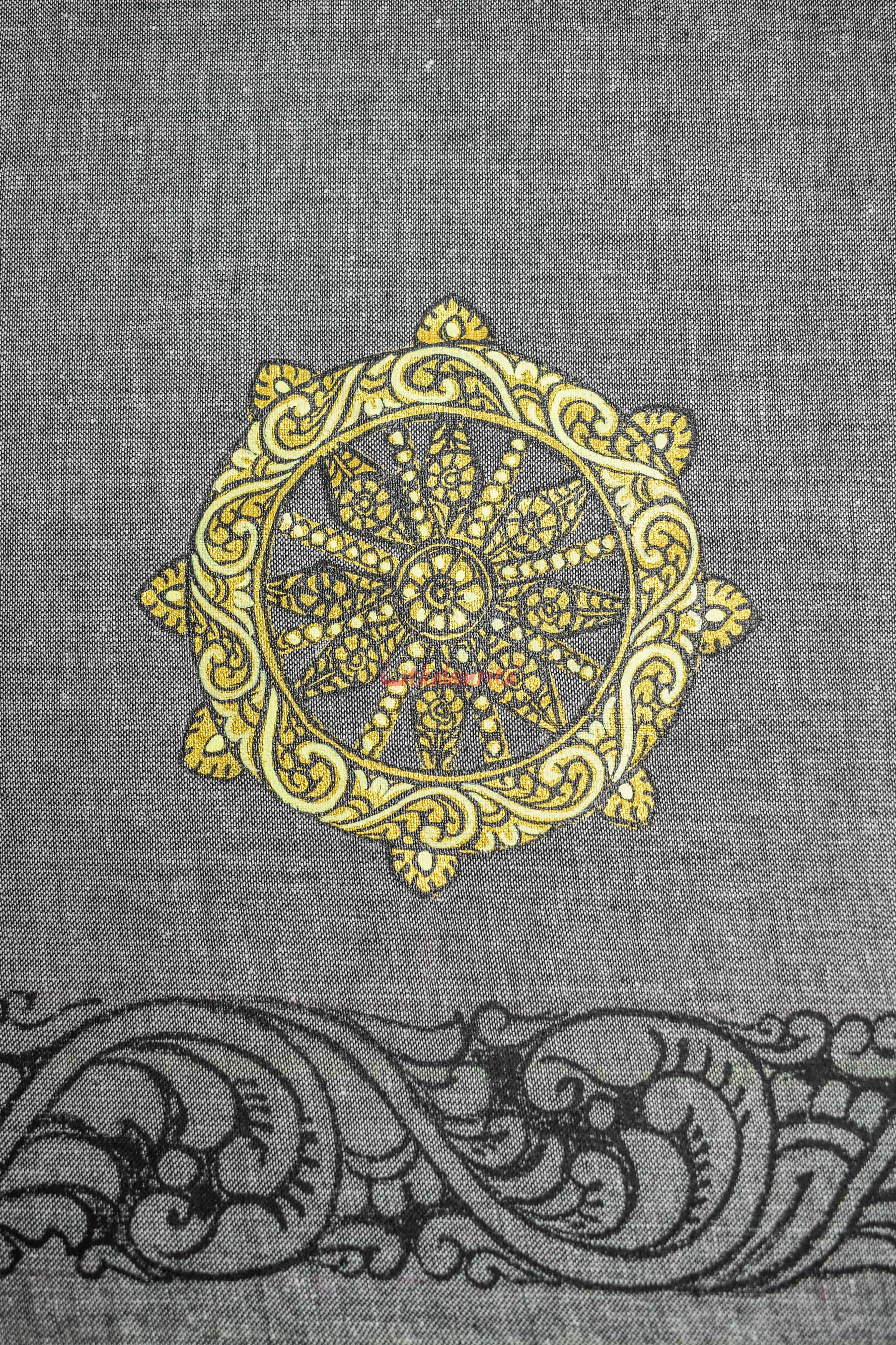 Konark Chakra Grey Pattachitra (Blouse Piece)