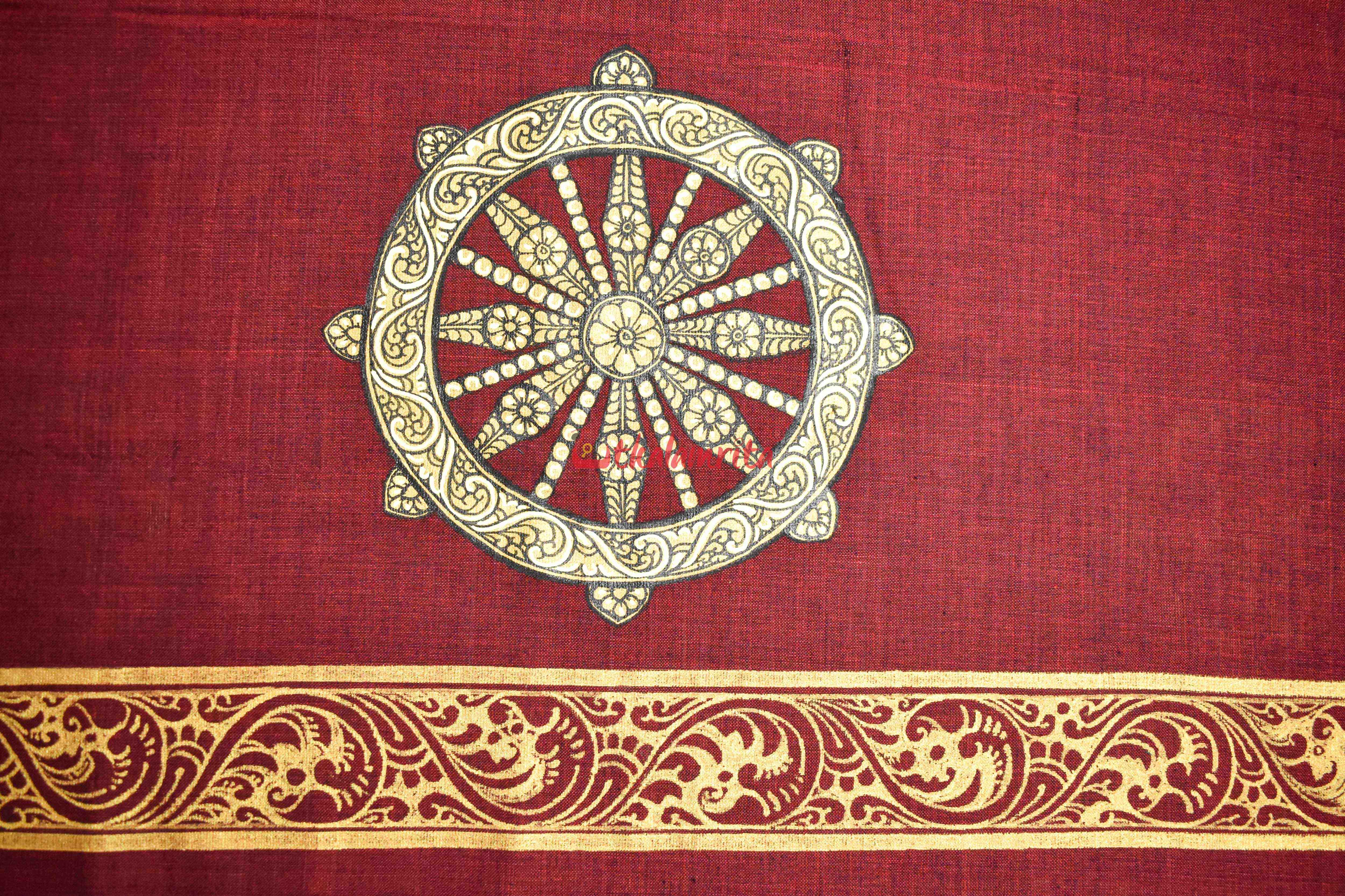 Konark Chakra Maroon Pattachitra (Blouse Piece)