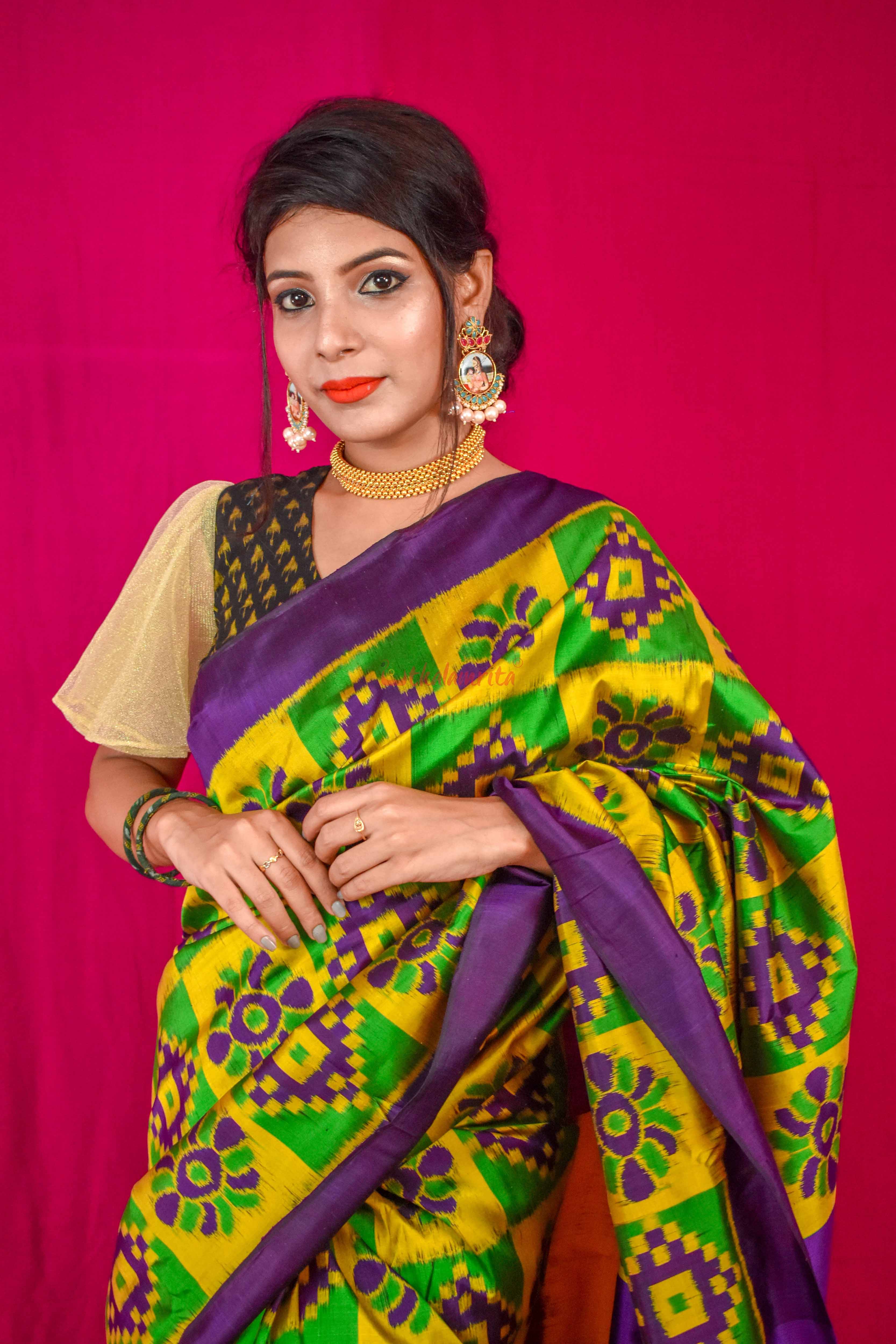 Purple Lemon Pasapali Khandua Silk