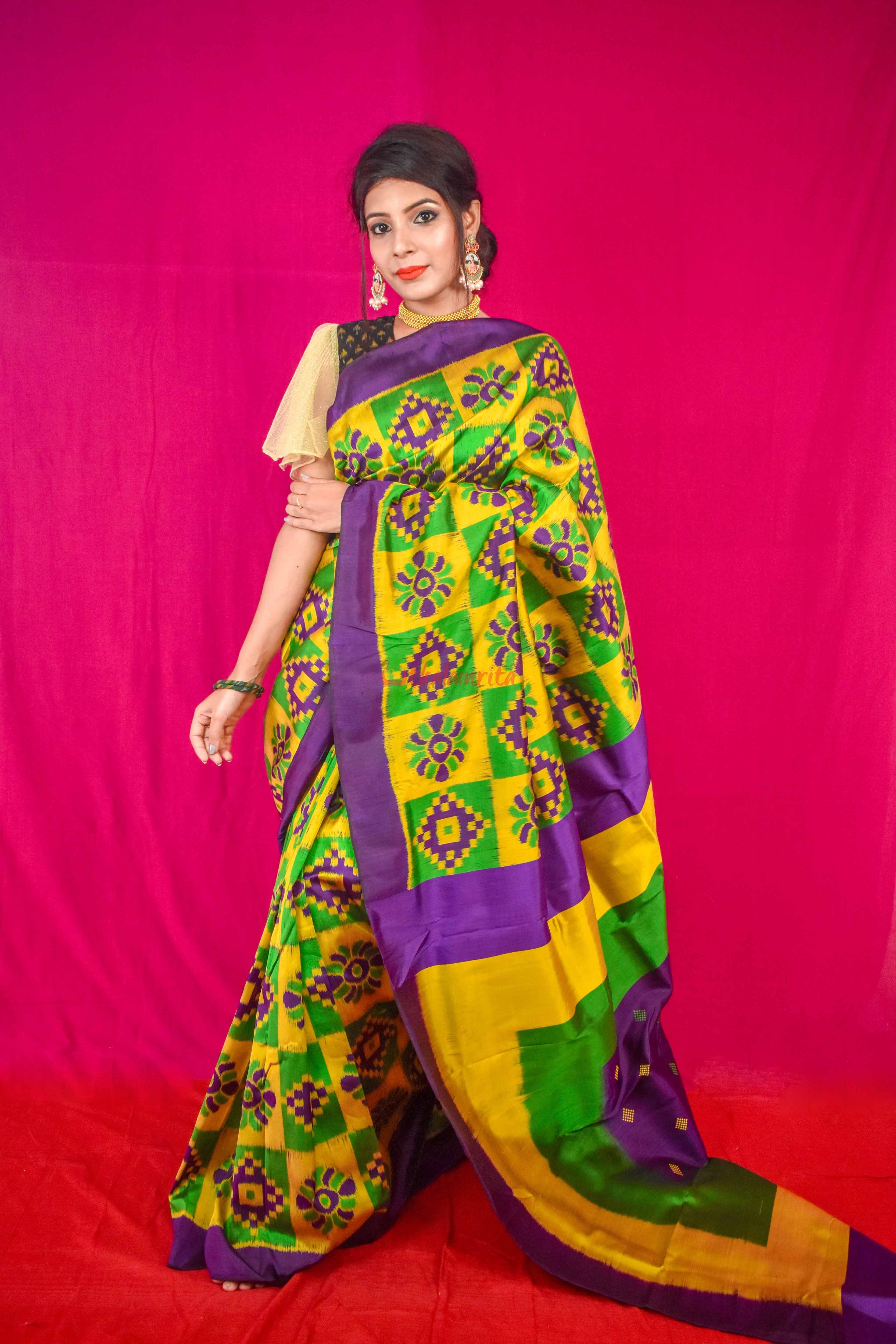 Purple Lemon Pasapali Khandua Silk