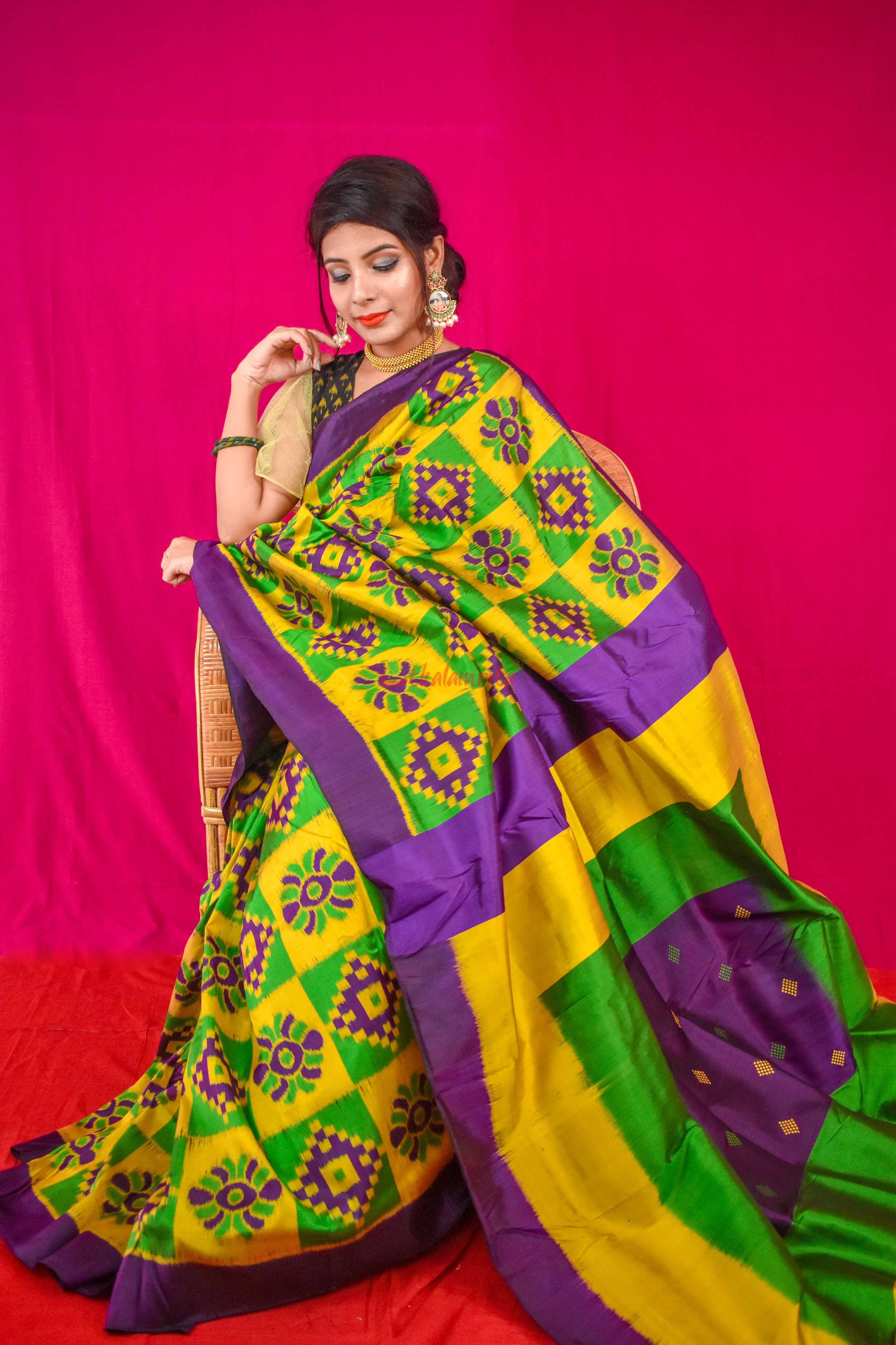 Purple Lemon Pasapali Khandua Silk