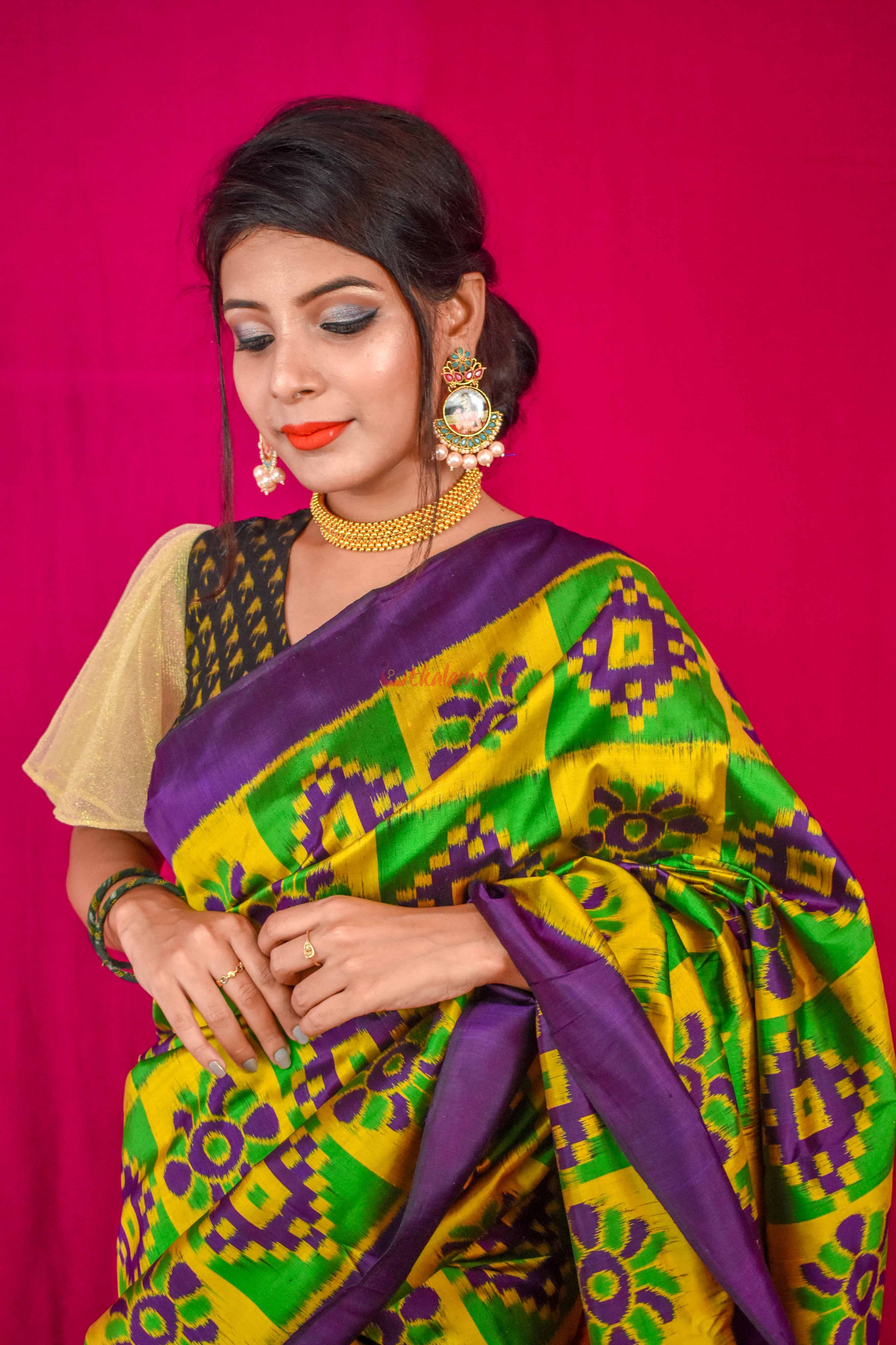 Purple Lemon Pasapali Khandua Silk