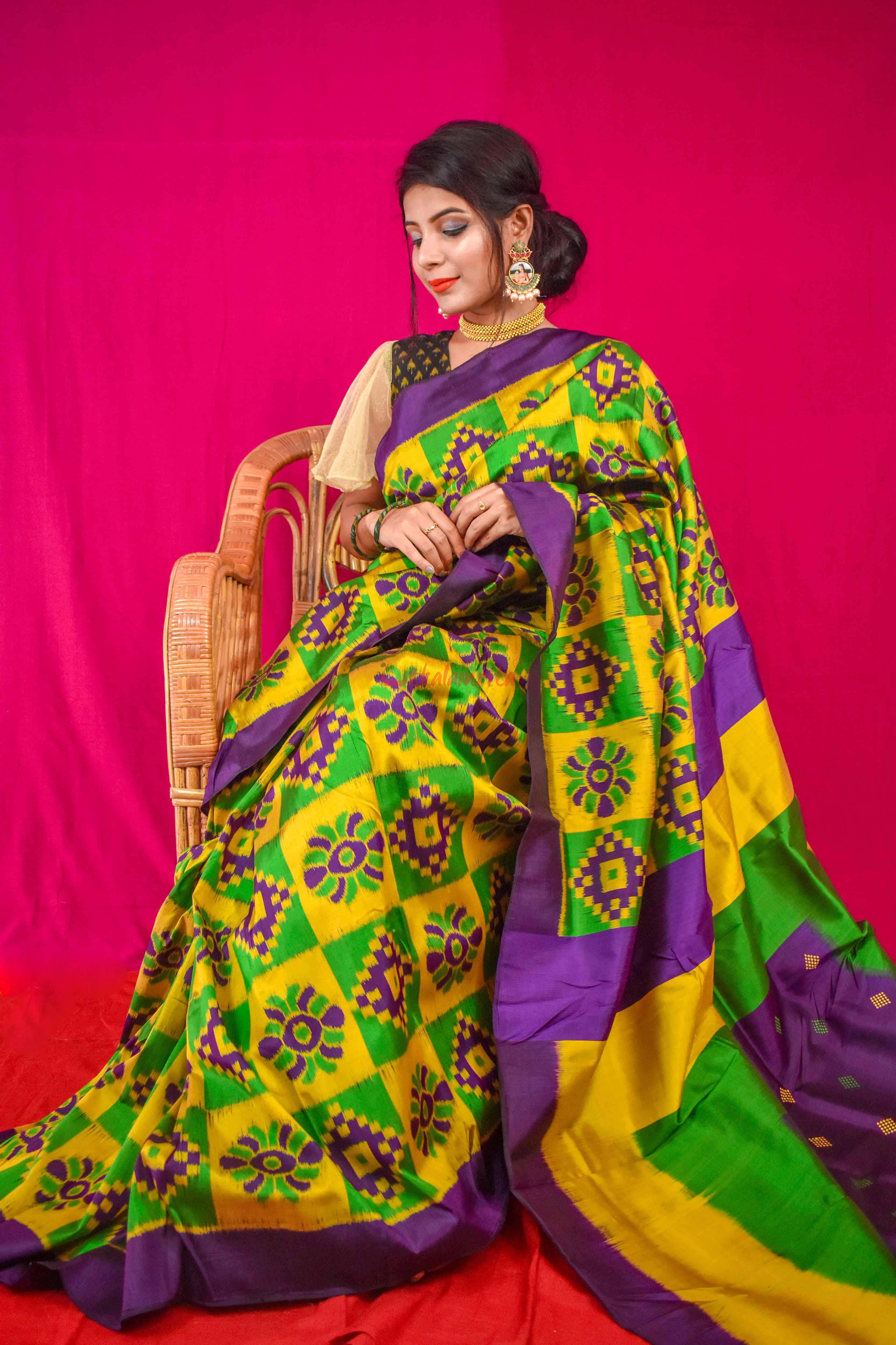 Purple Lemon Pasapali Khandua Silk
