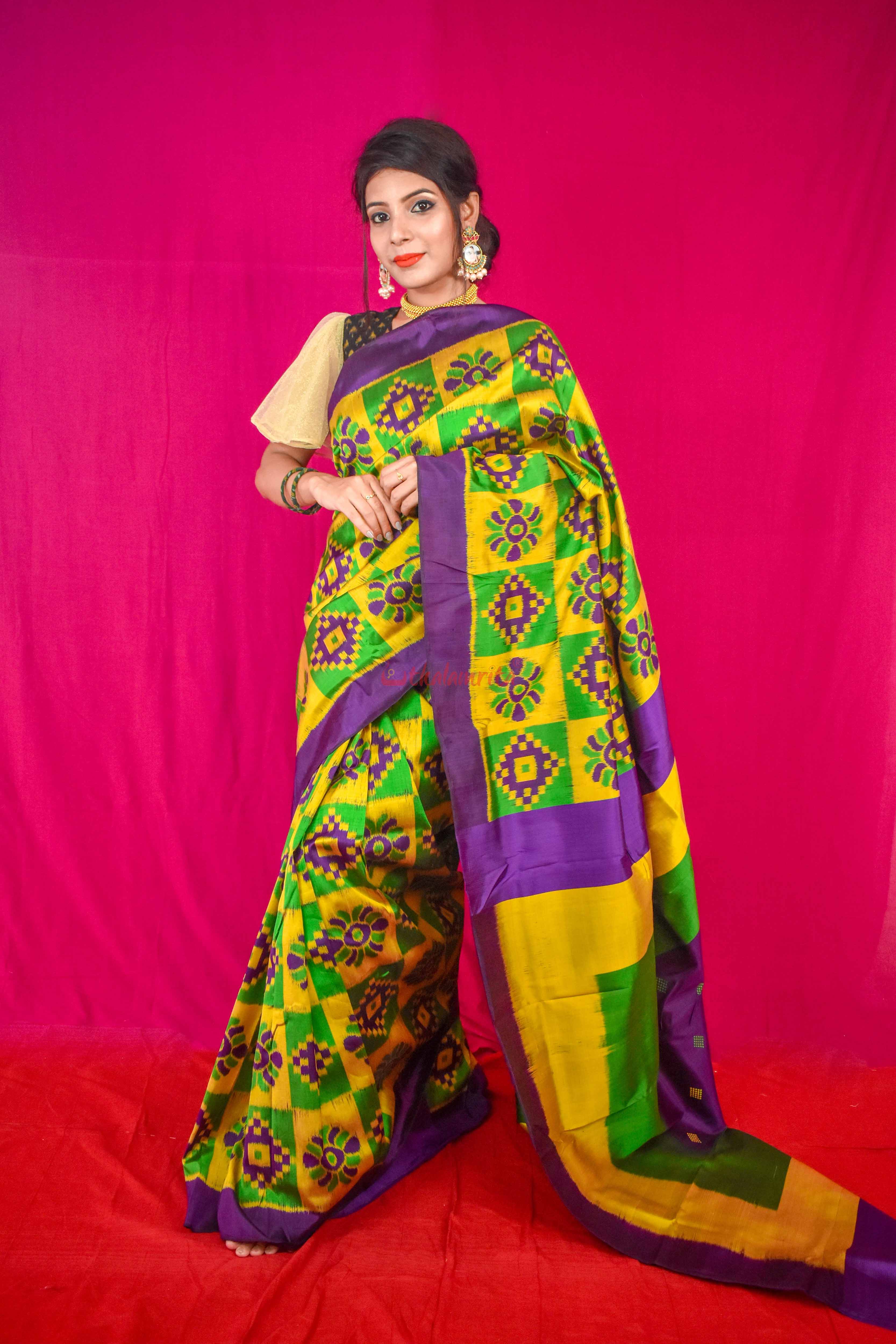 Purple Lemon Pasapali Khandua Silk