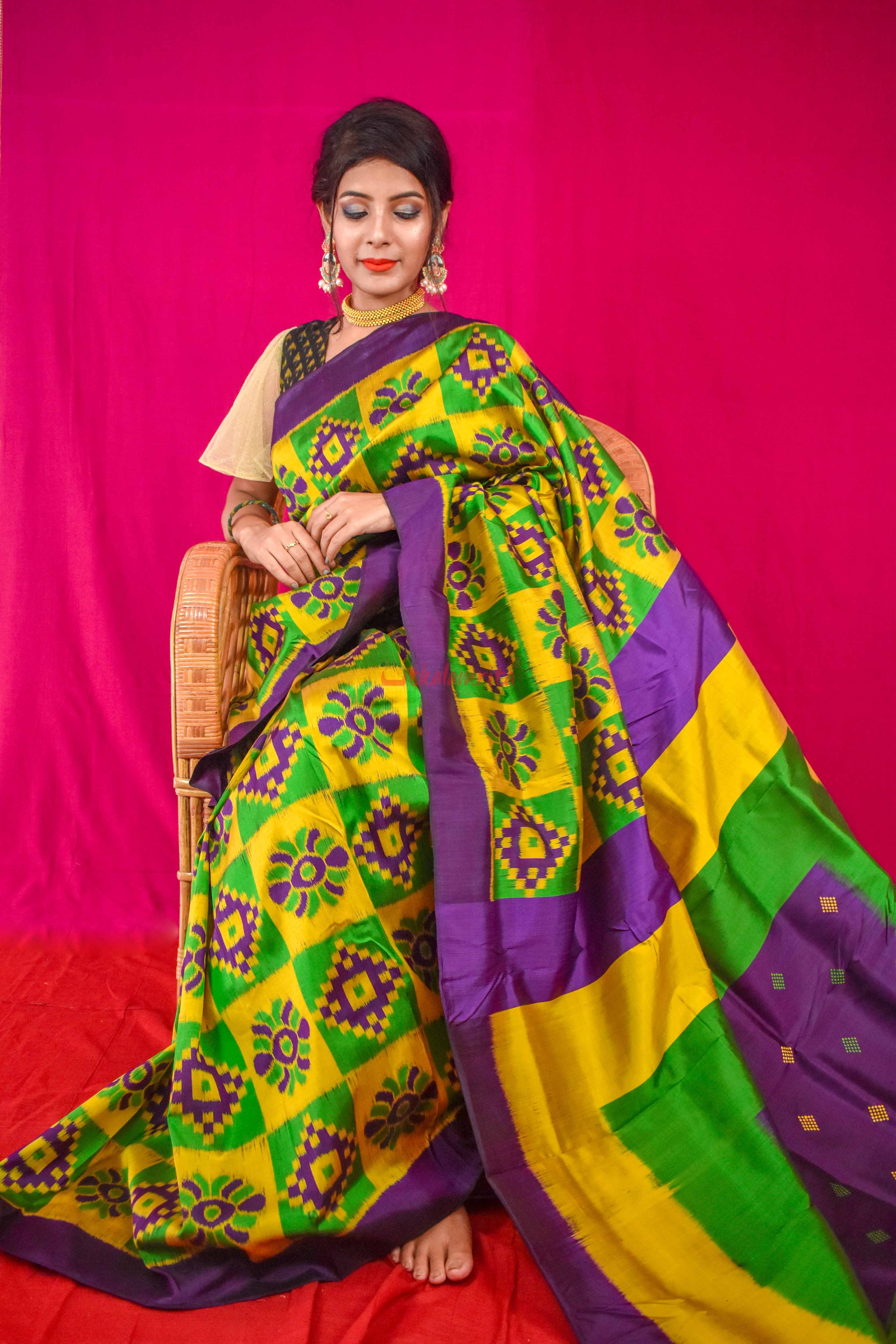 Purple Lemon Pasapali Khandua Silk