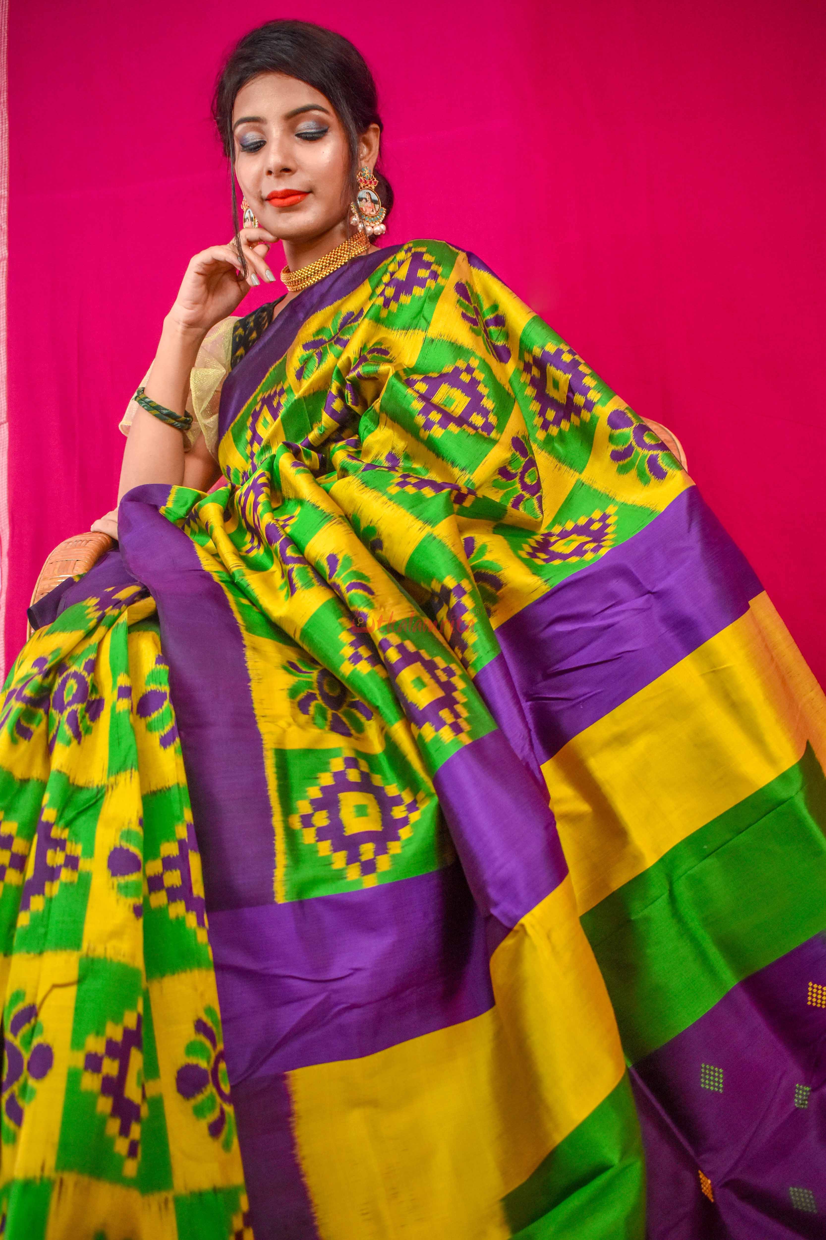 Purple Lemon Pasapali Khandua Silk