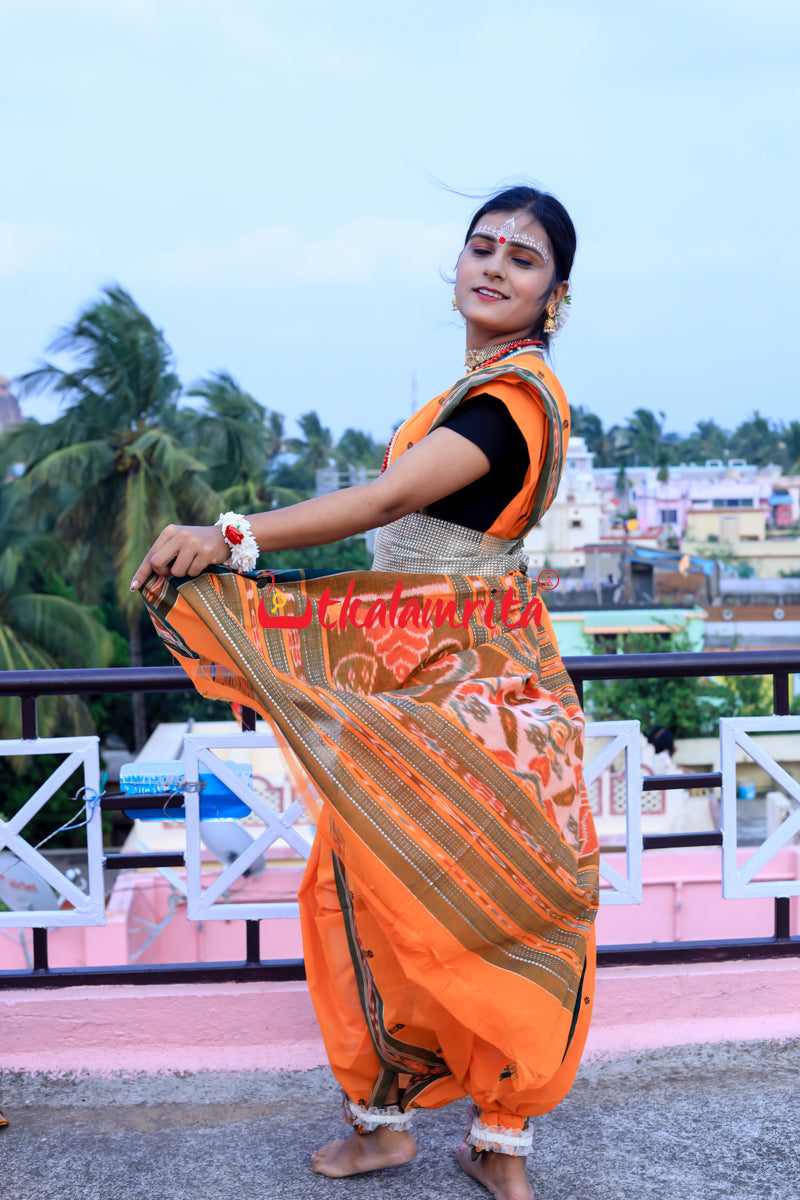 Turmeric Green Pittala Single Cotton Saree