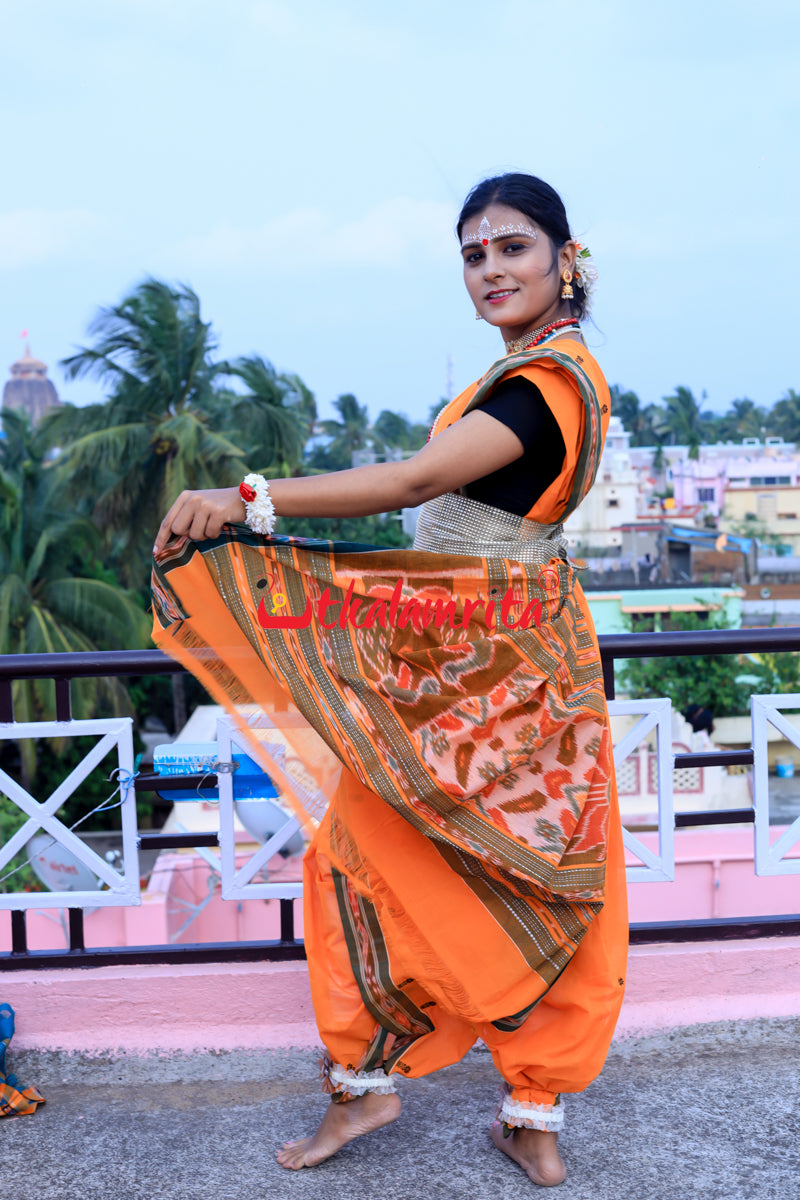 Turmeric Green Pittala Single Cotton Saree