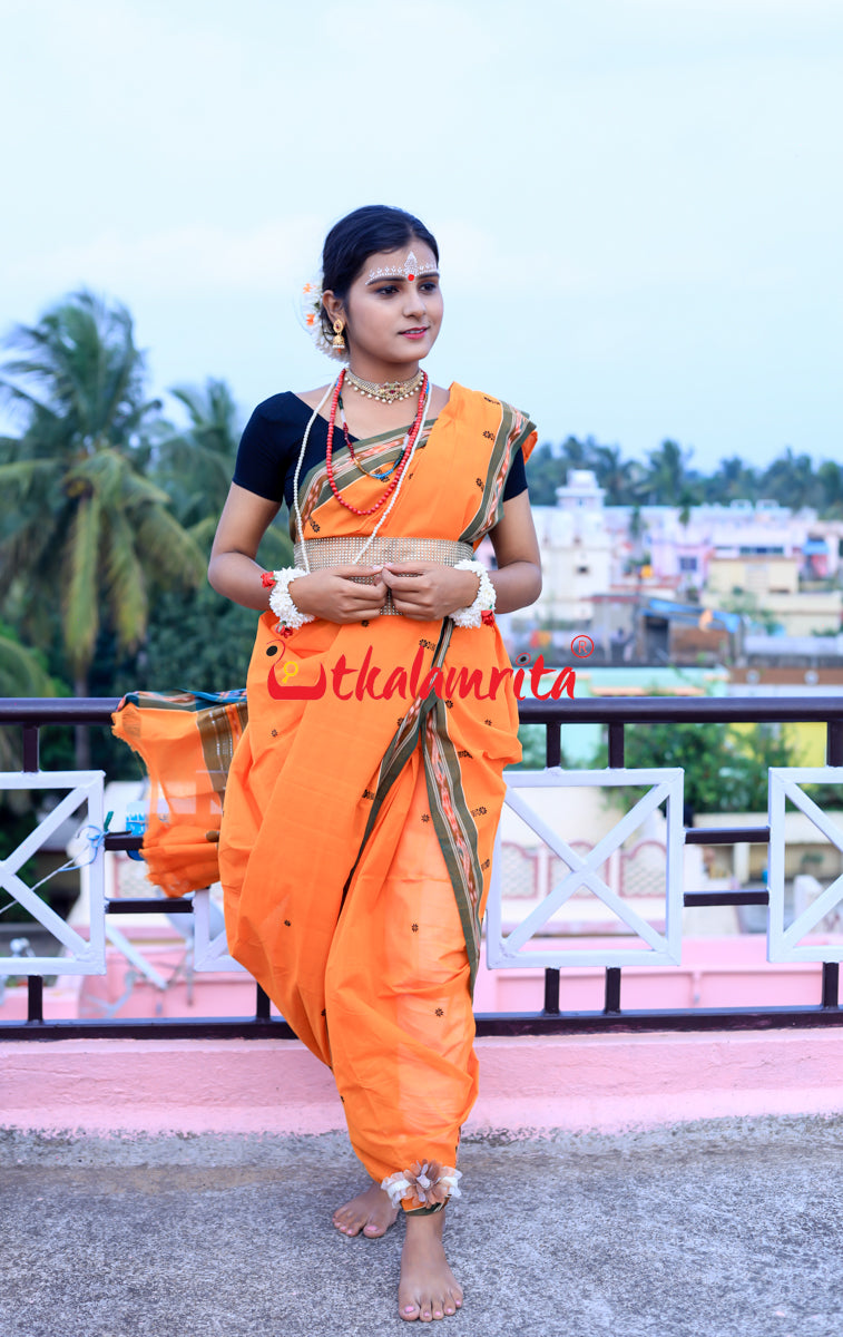 Turmeric Green Pittala Single Cotton Saree