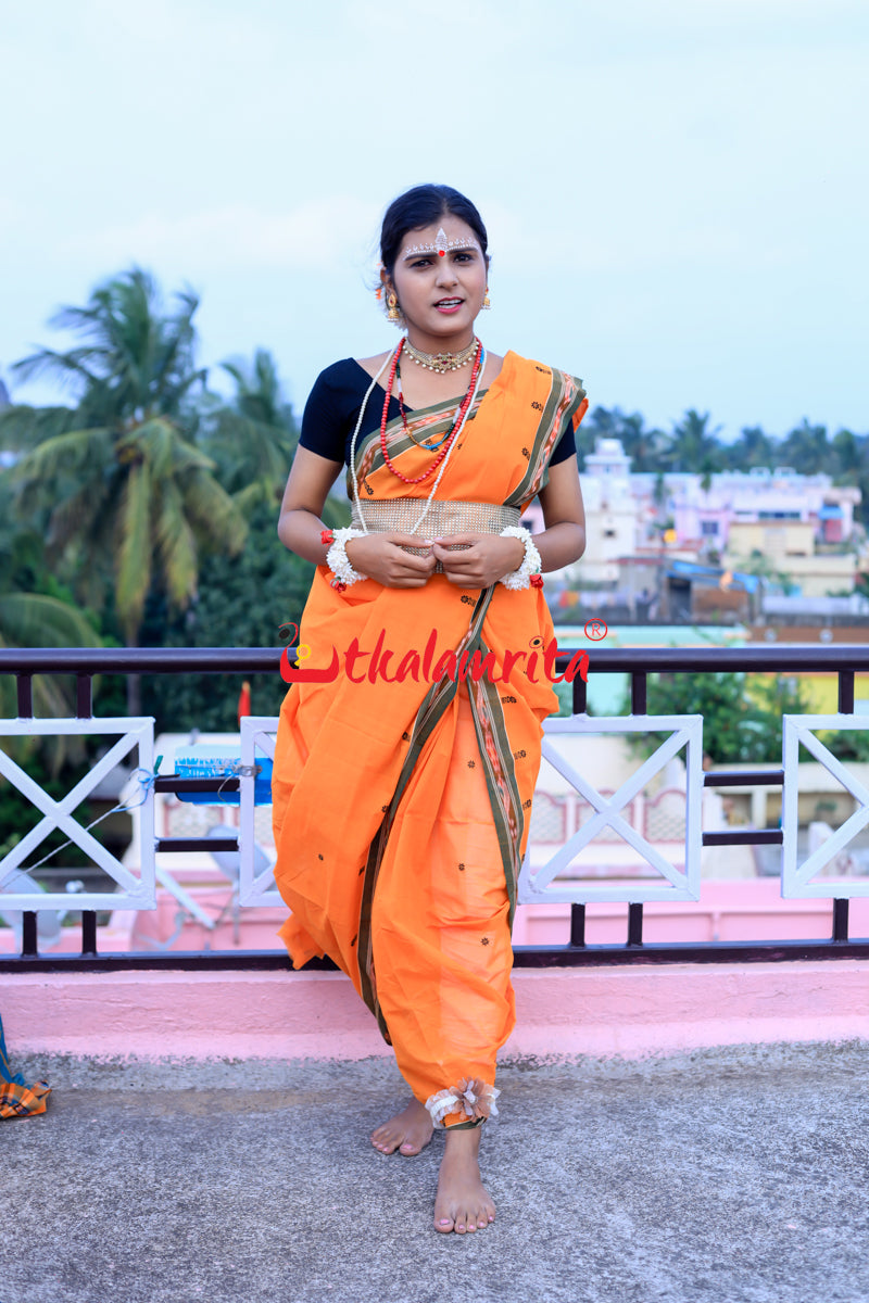 Turmeric Green Pittala Single Cotton Saree